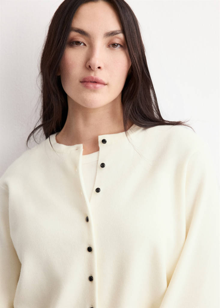 Knitted button cardigan — Ecru