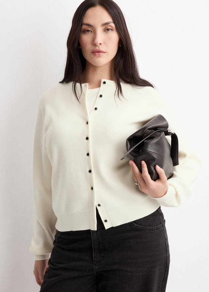 Knitted button cardigan — Ecru