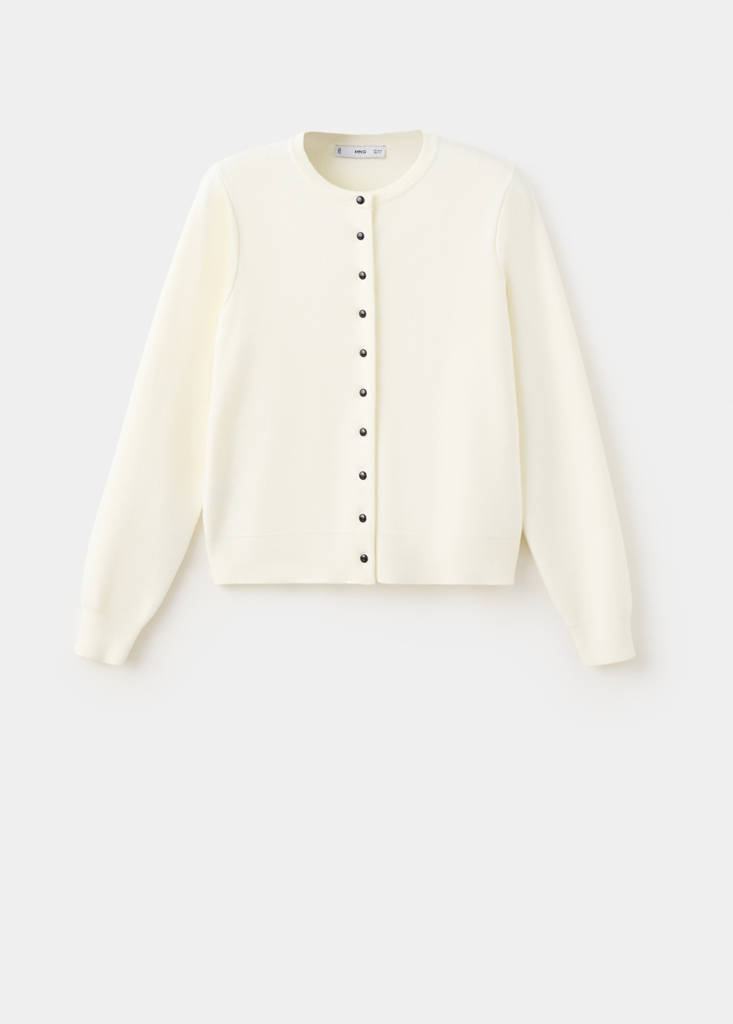 Knitted button cardigan — Ecru