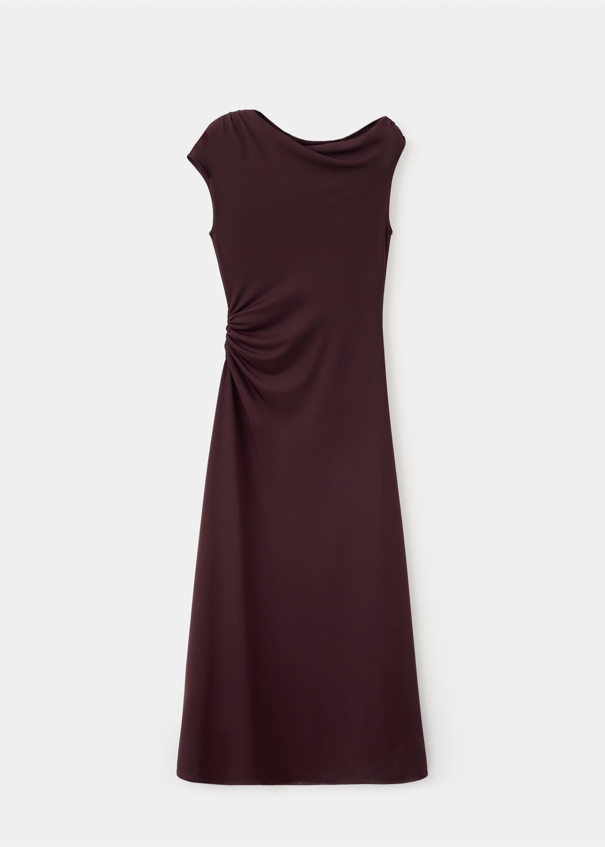 فستان طويل مجعد - منتج دون نموذج, نبيذي. Ref: 27064089-00.