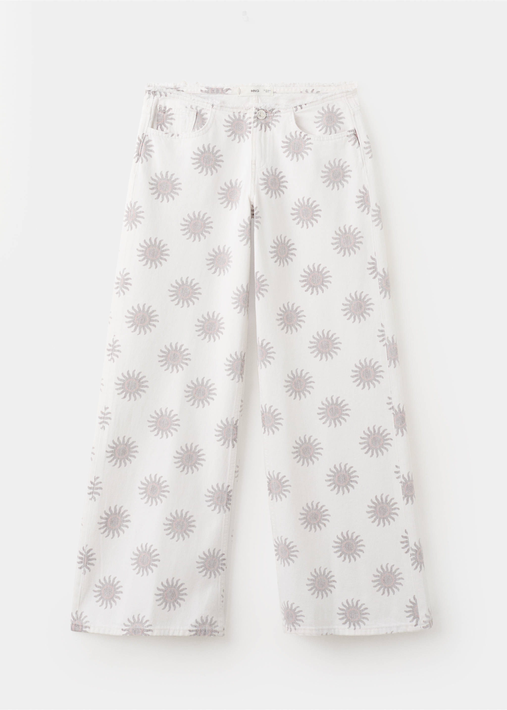 Low-rise printed jeans - Article without model, Ecru. Ref: 27064090-00.
