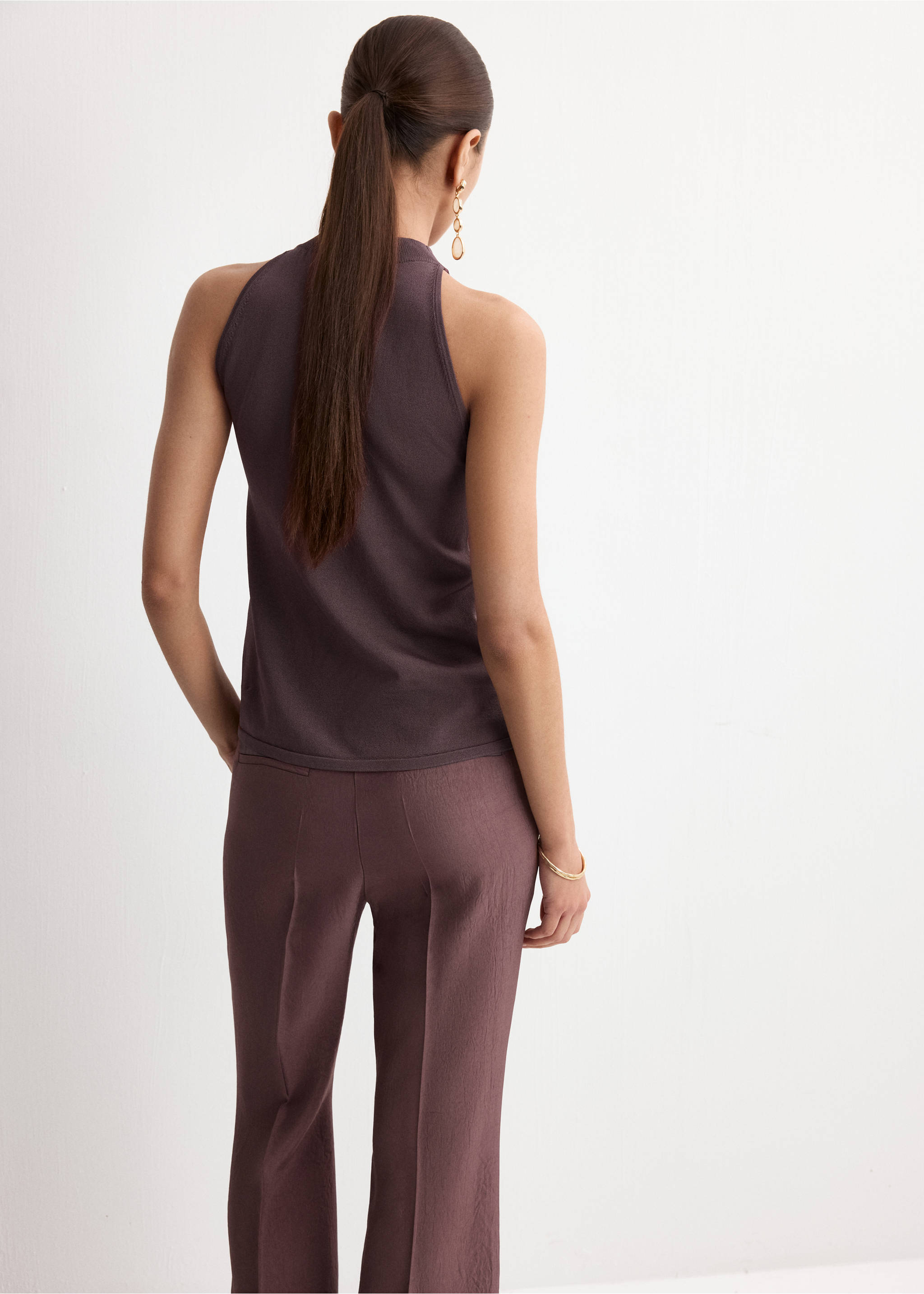 Top maille emmanchures américaines - Verso de l’article, Lie de vin. Ref: 27064091-00.