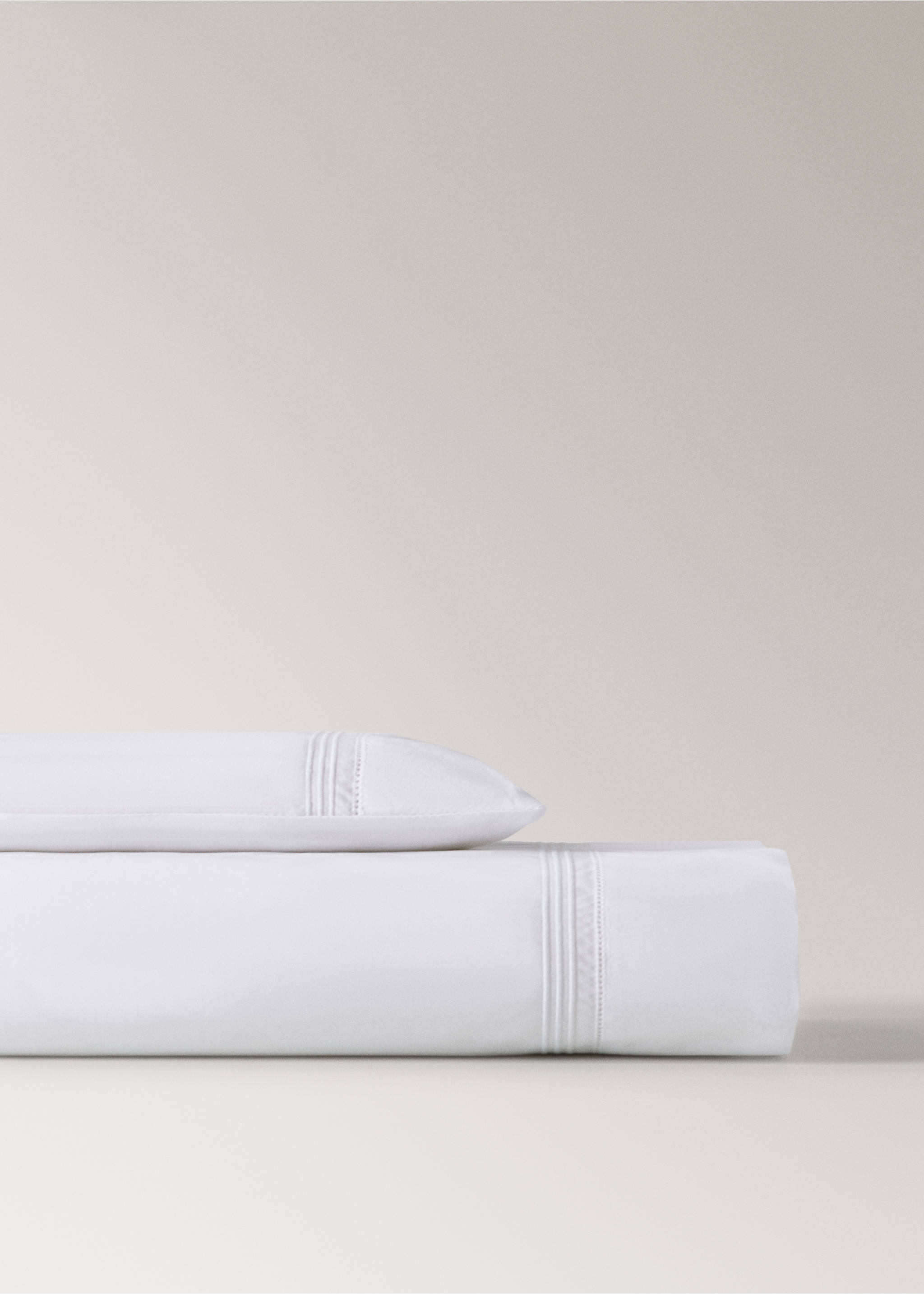 Pościel do miniłóżeczka z bawełnianego perkalu z mereżką - Artykuł bez modela/modelki, Biały. Ref: 27064093-00.