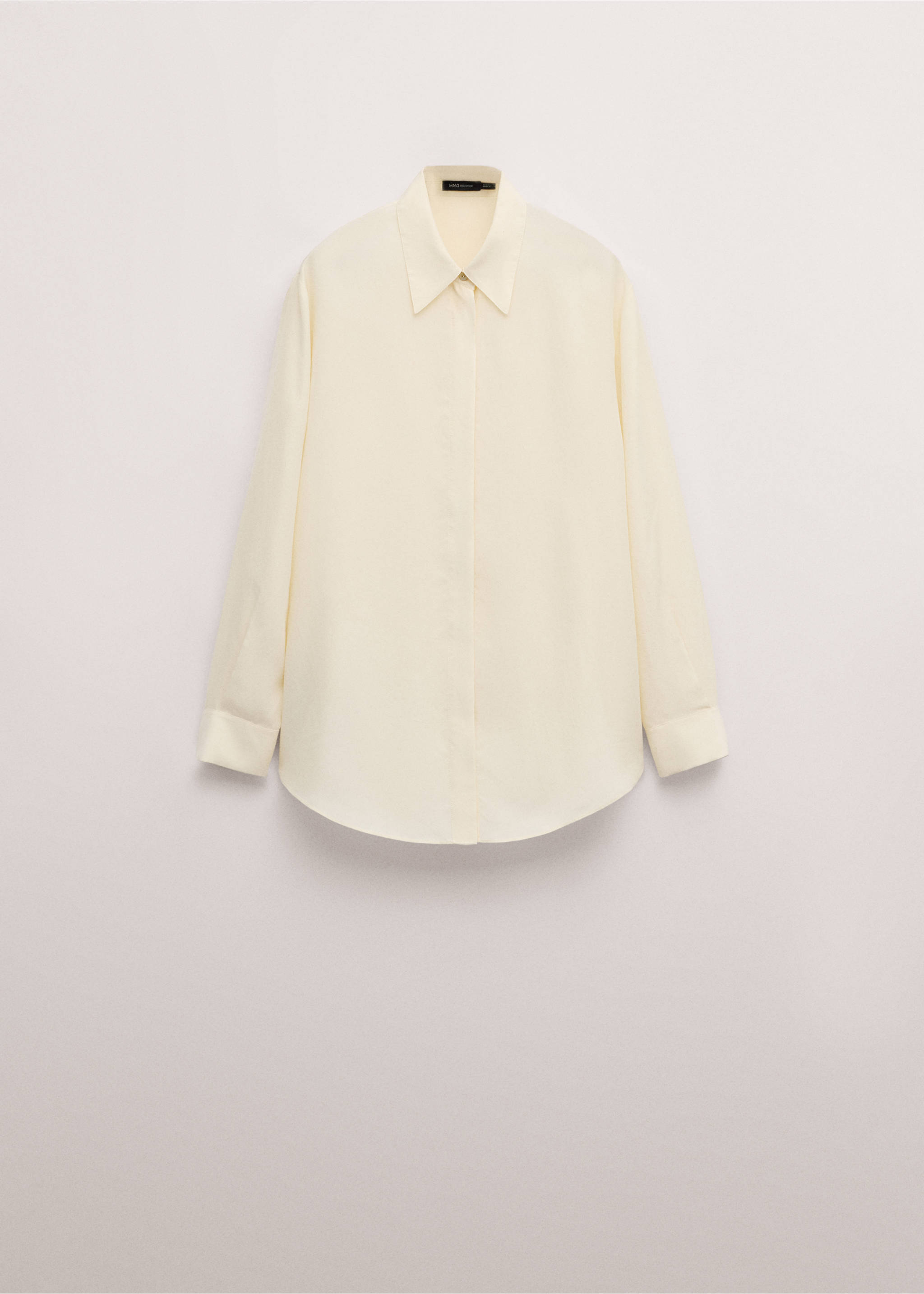 Риза от 100% коприна със скрити копчета - Артикул без модел, Пастелно жълто. Ref: 27064095-00.