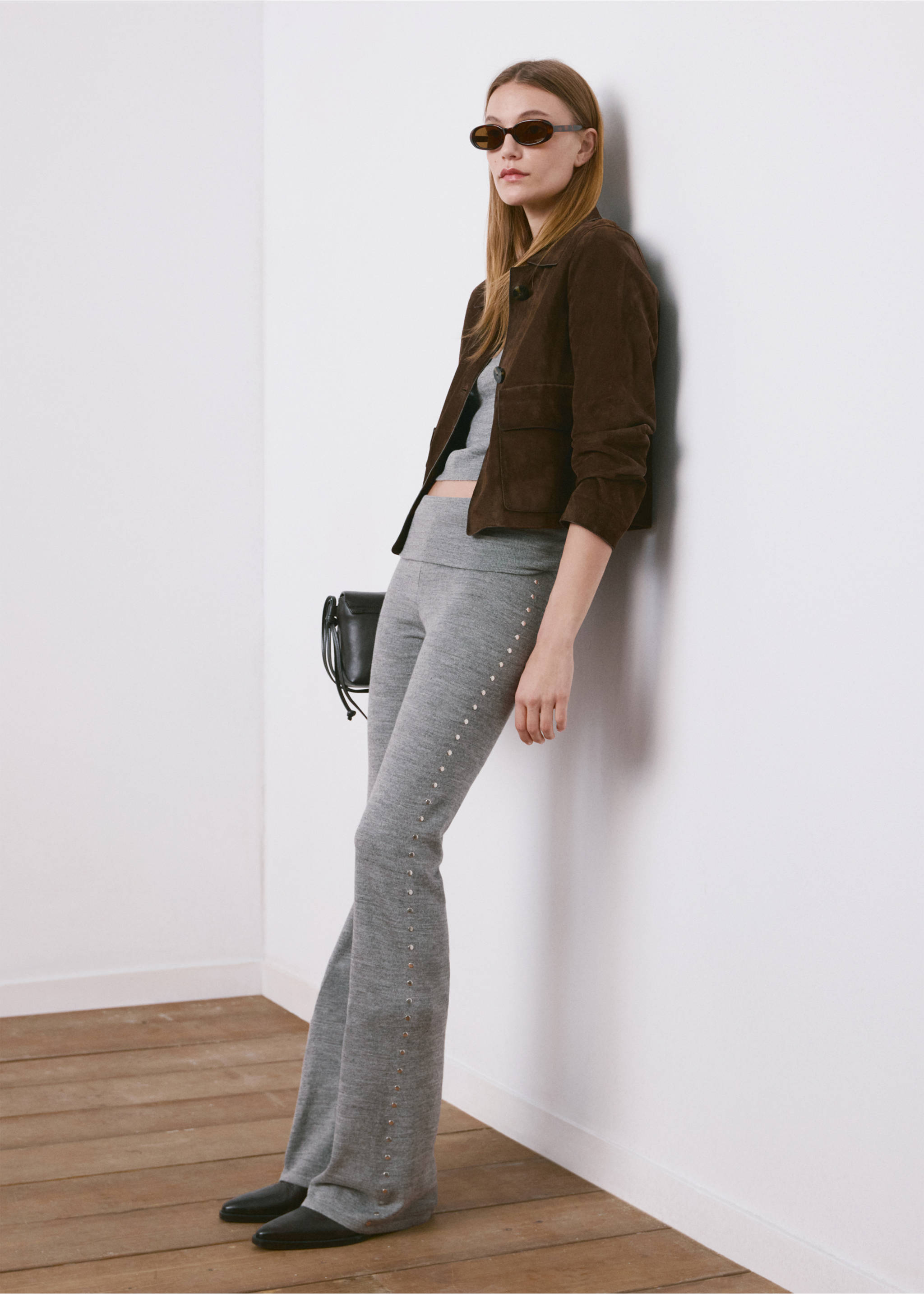 Pantalón punto tachuelas - Plano general, Gris medio vigoré. Ref: 27064097-00.