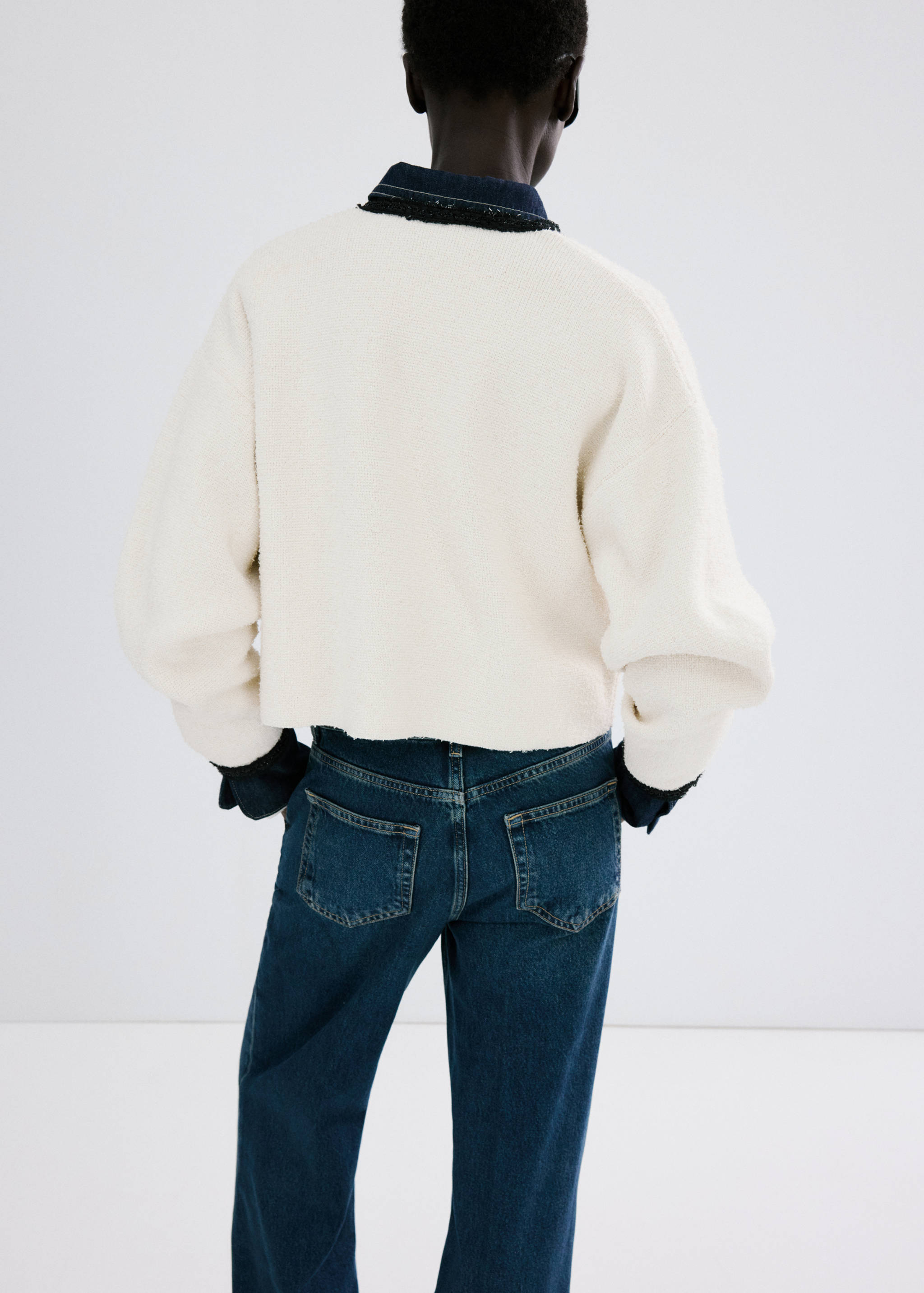 Contrasting ribbed cardigan - Reverse of the article