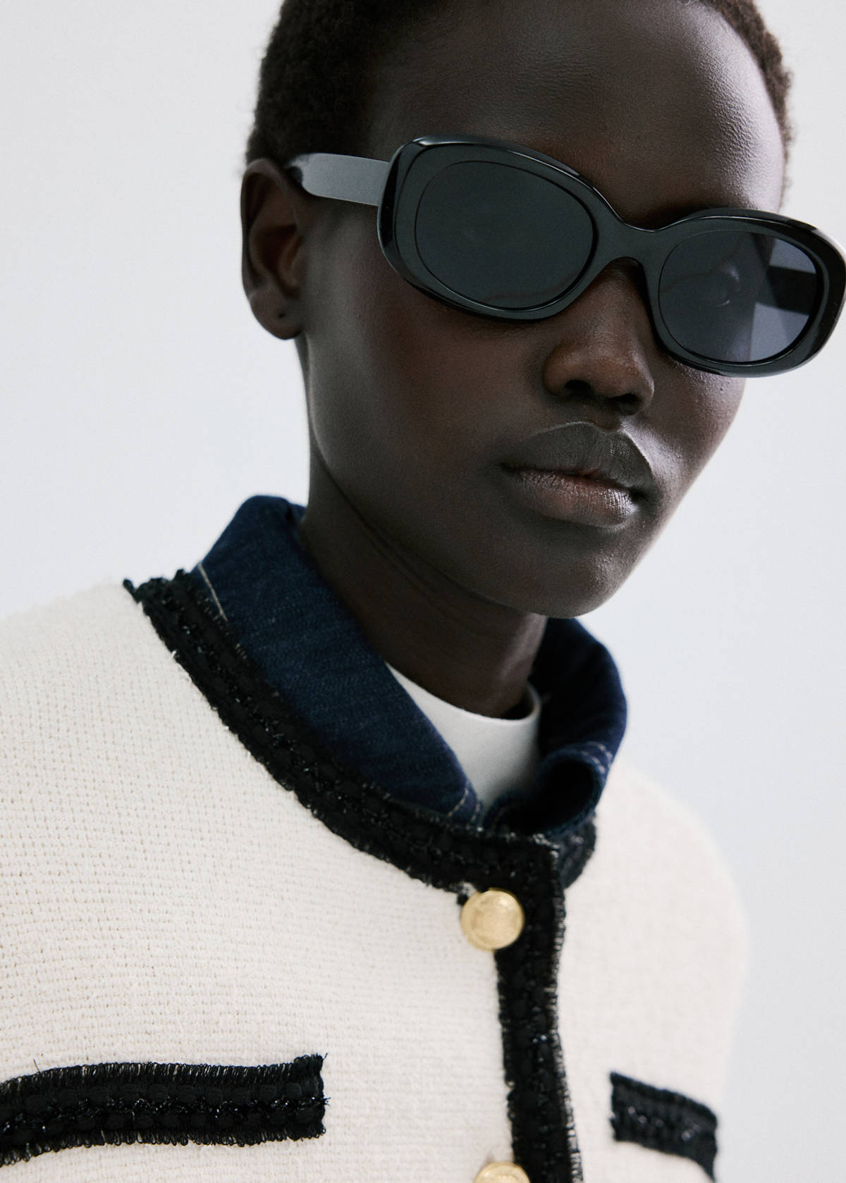 Contrasting ribbed cardigan — Ecru