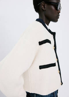 Contrasting ribbed cardigan — Ecru 5