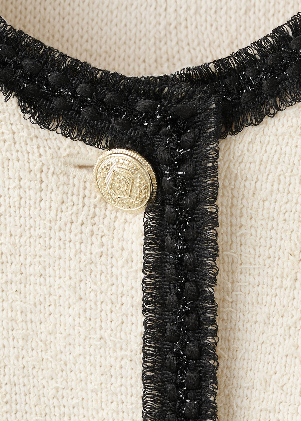 Contrasting ribbed cardigan — Ecru