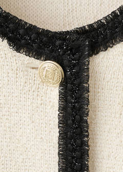 Contrasting ribbed cardigan — Ecru 8