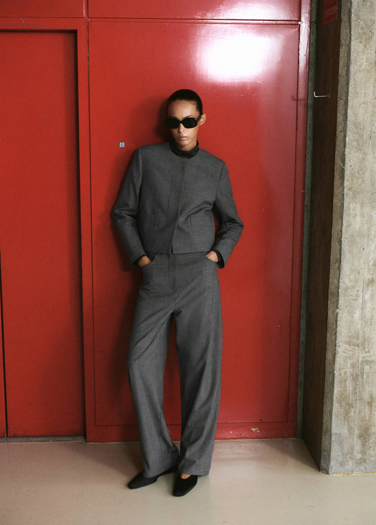 Mid-rise suit trousers — Grey