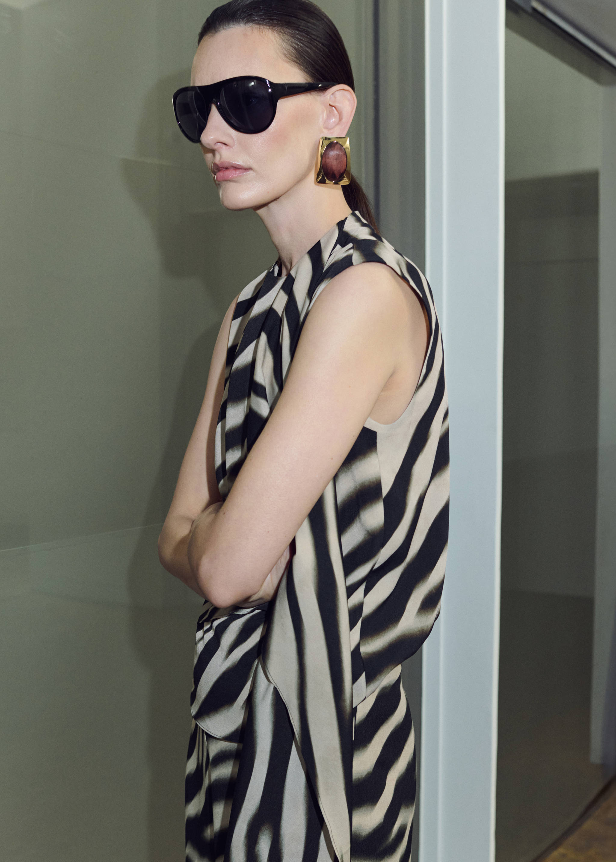 Blouse imprimée avec foulard - Détail de l'article 1