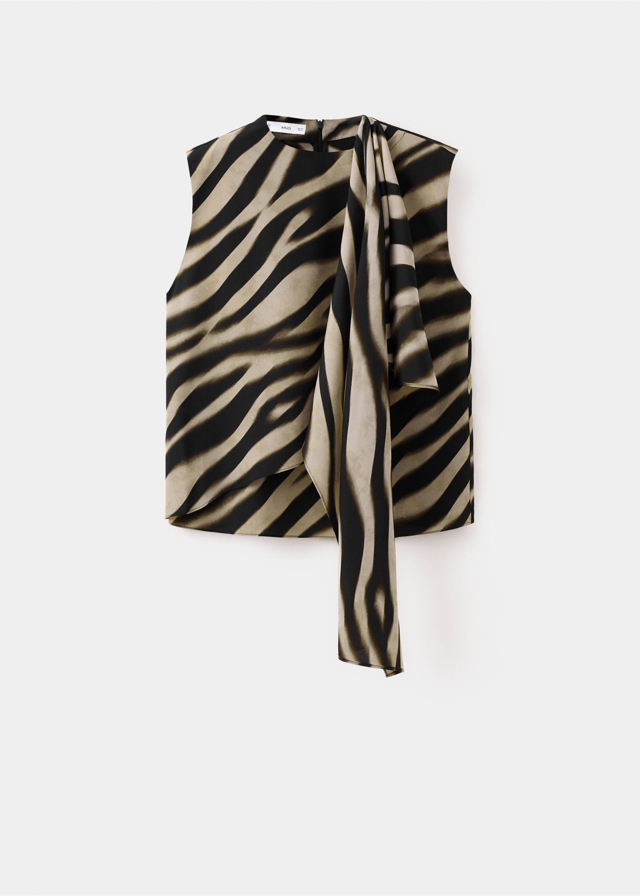 Blouse imprimée avec foulard - Article sans modèle, Noir. Ref: 27064103-00.