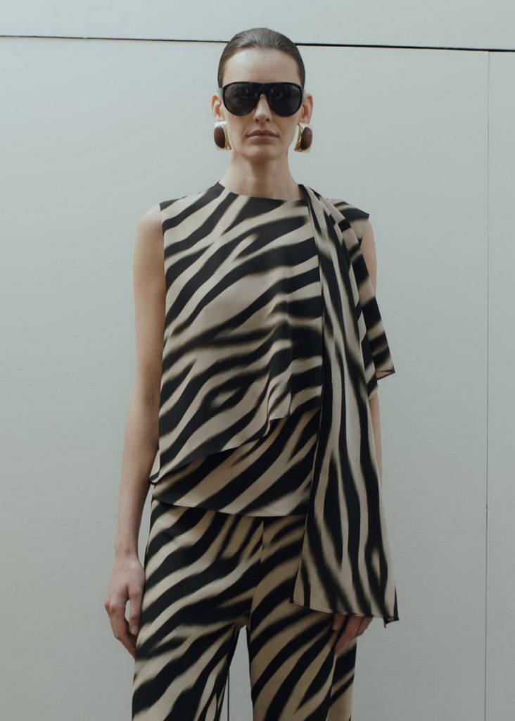 Printed foulard blouse