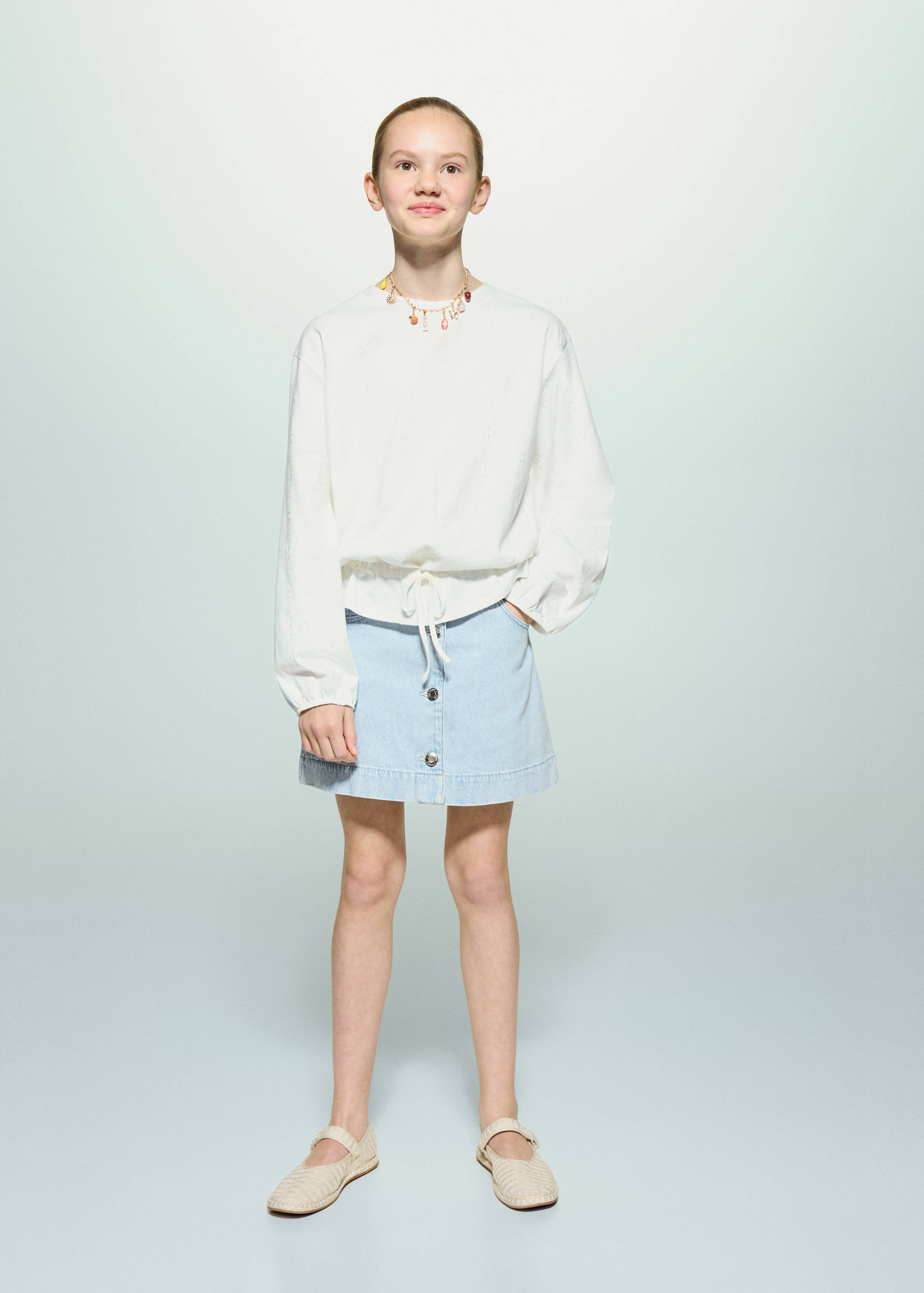 Denim skirt with buttons - General plane