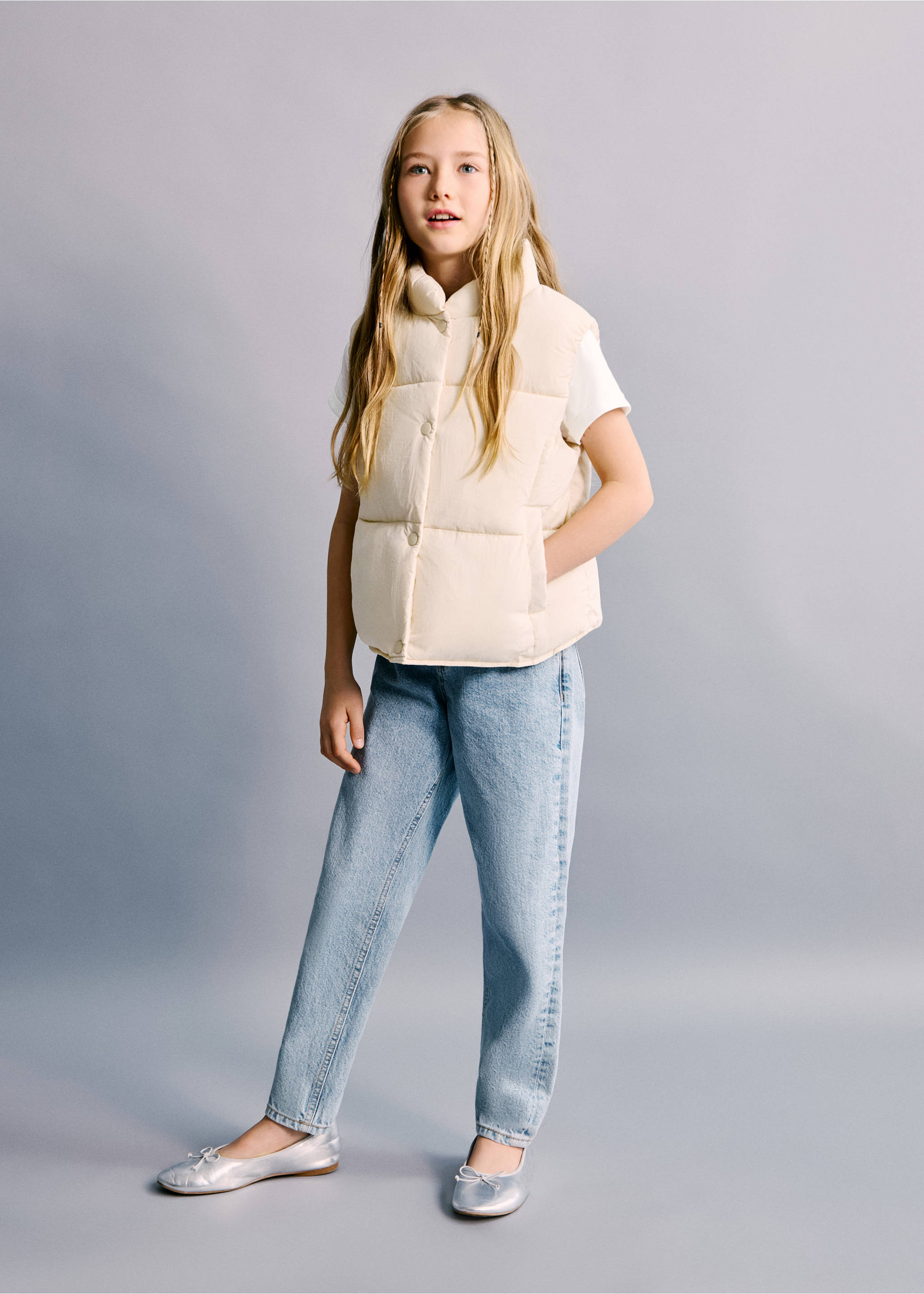 Quilted gilet - General plane, Ecru. Ref: 27064404-00.