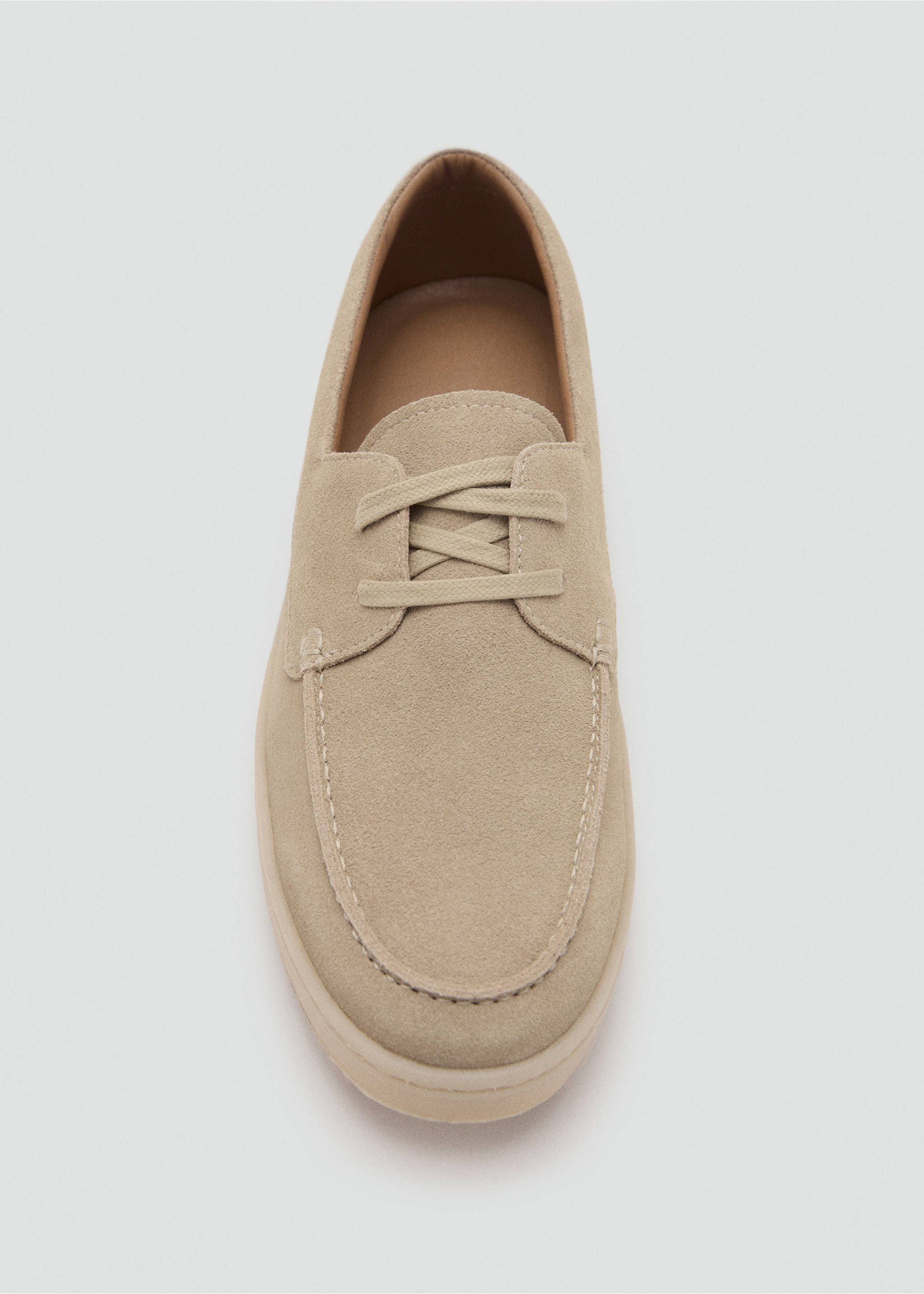 Suede leather lace-up shoe - Details of the article 2, Sand. Ref: 27064409-00.