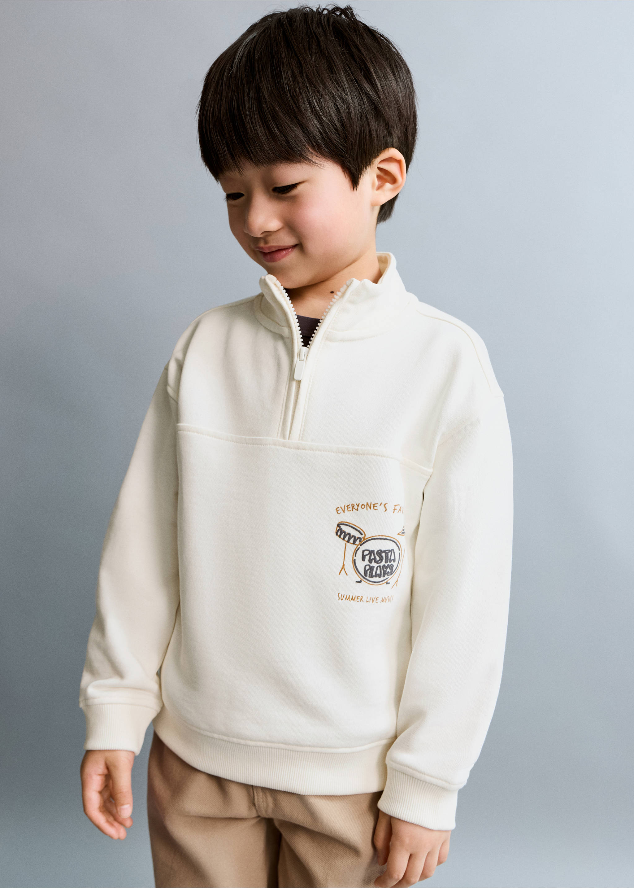 Perkins-neck cotton sweater - General plane, Off White. Ref: 27064413-00.
