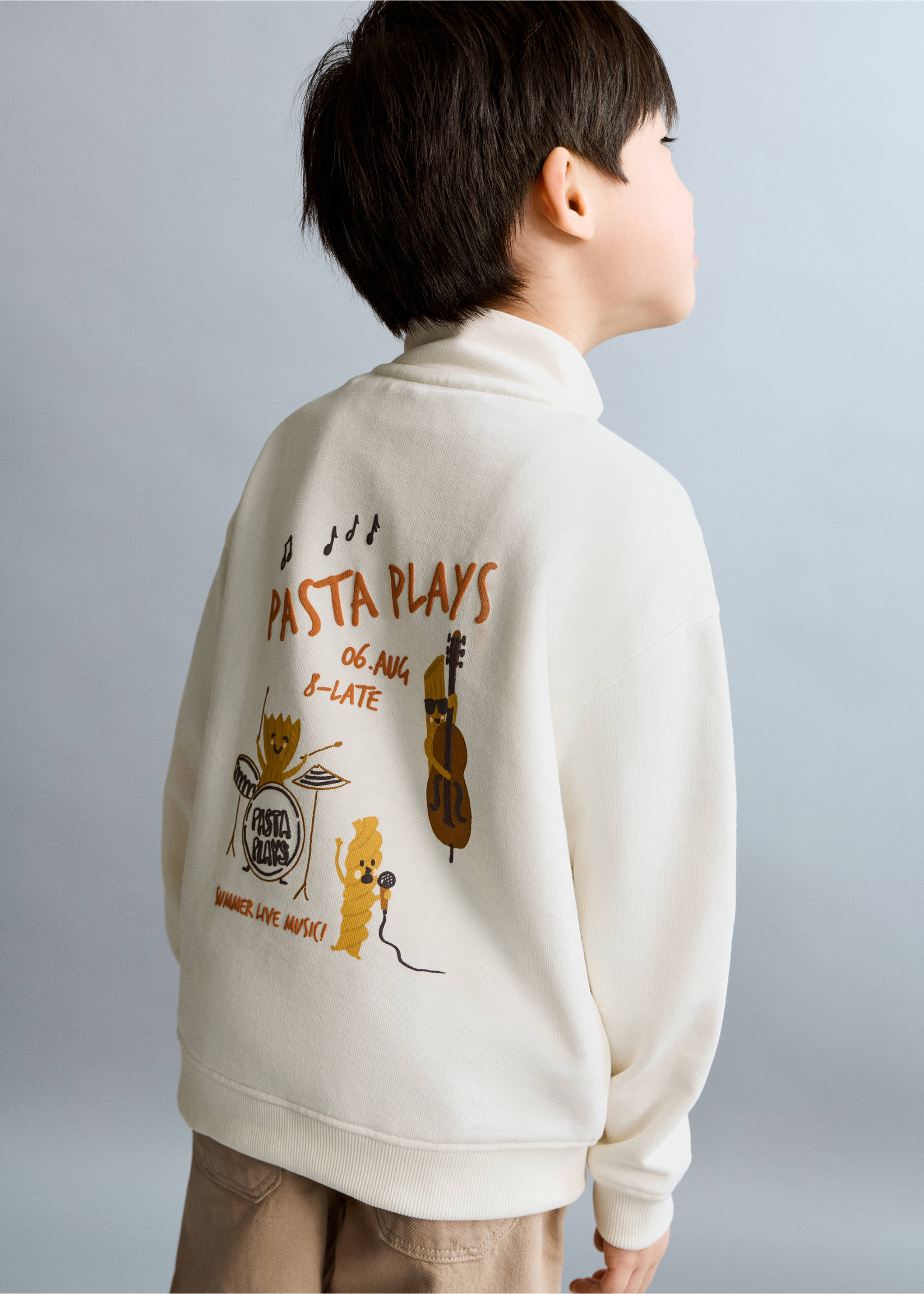 Perkins-neck cotton sweater - Medium plane, Off White. Ref: 27064413-00.