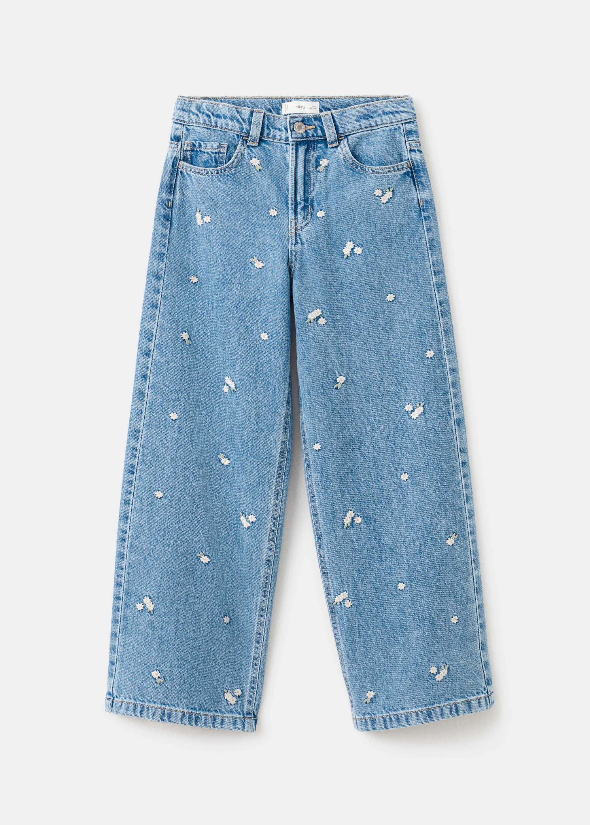 Wide leg jeans with floral embroidery - Article without model