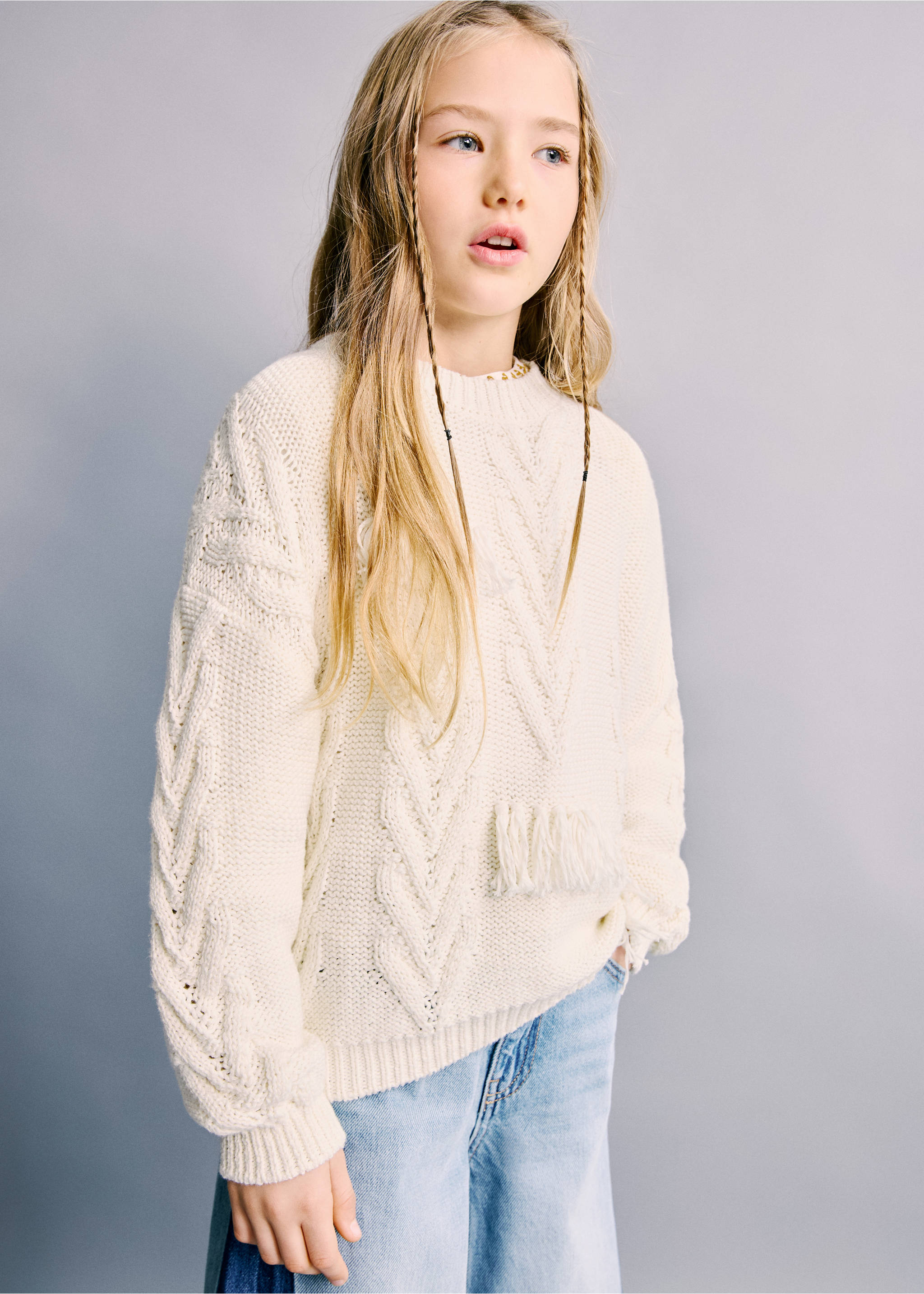 Jersey punto espiga - Plano general, Blanco roto. Ref: 27064421-00.