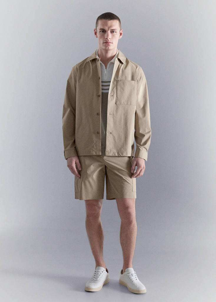 Non-iron overshirt pocket — Beige