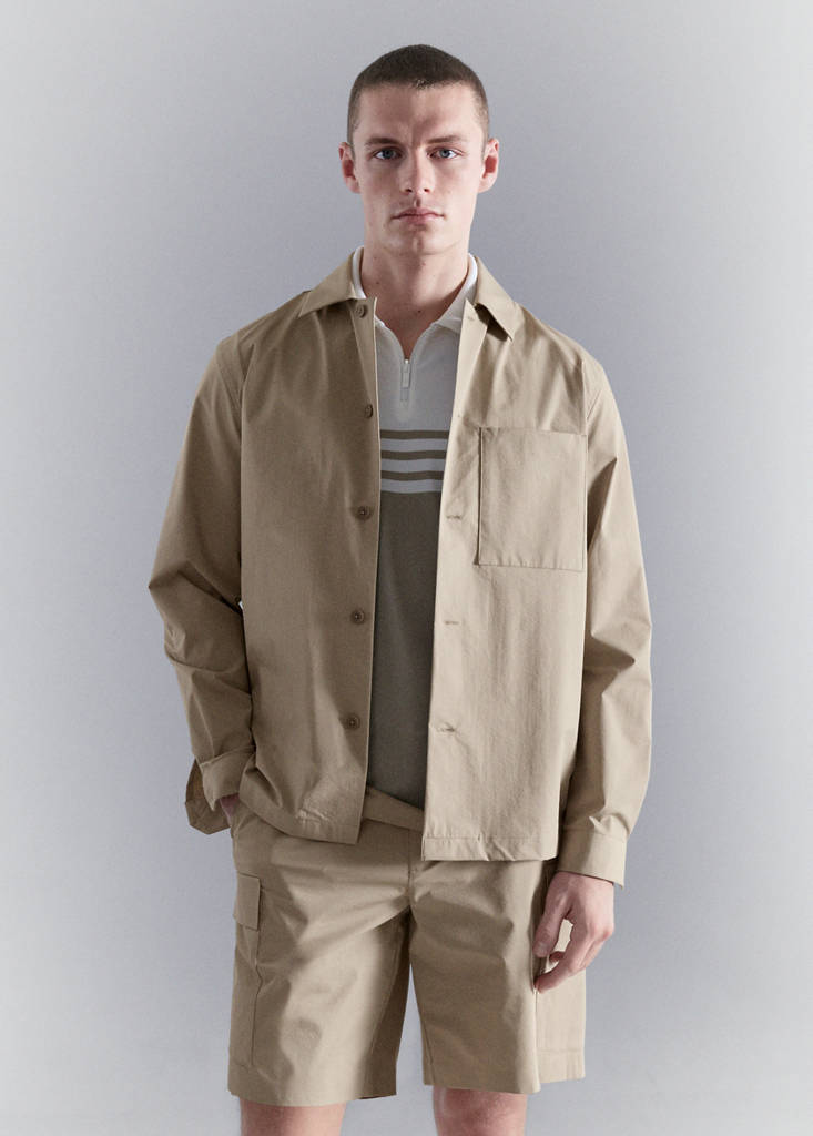 Non-iron overshirt pocket — Beige