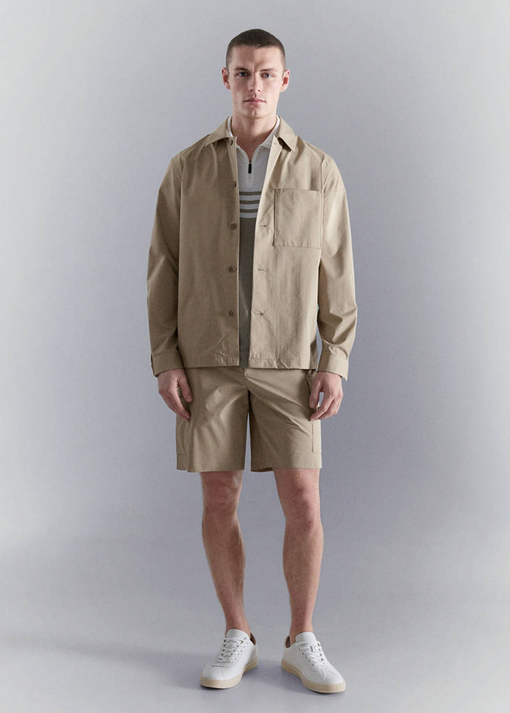 Non-iron overshirt pocket — Beige