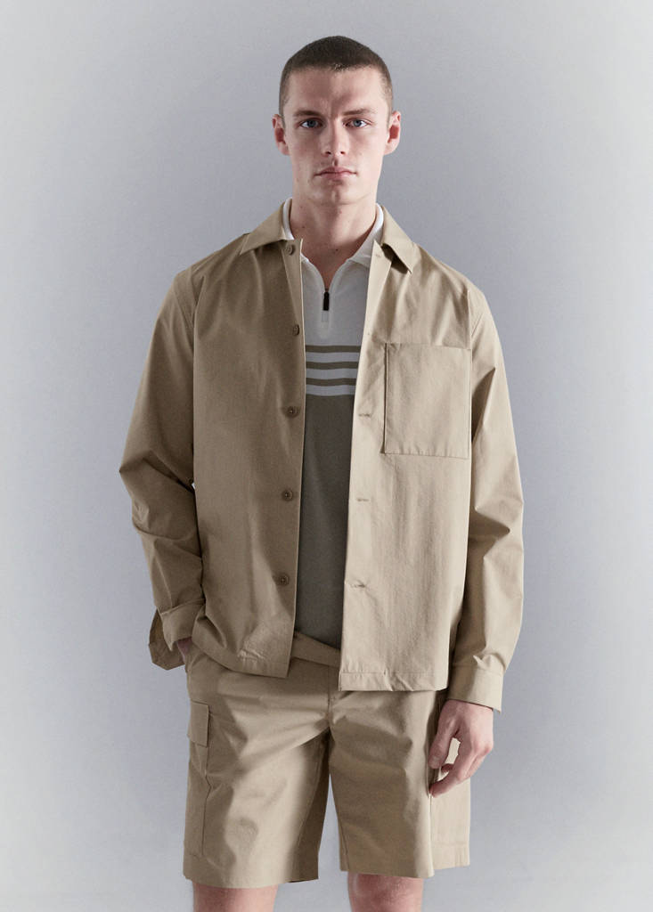 Non-iron overshirt pocket — Beige