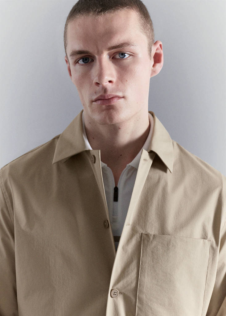 Non-iron overshirt pocket — Beige