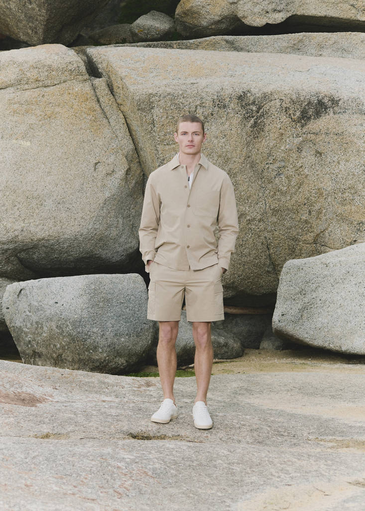 Non-iron overshirt pocket — Beige