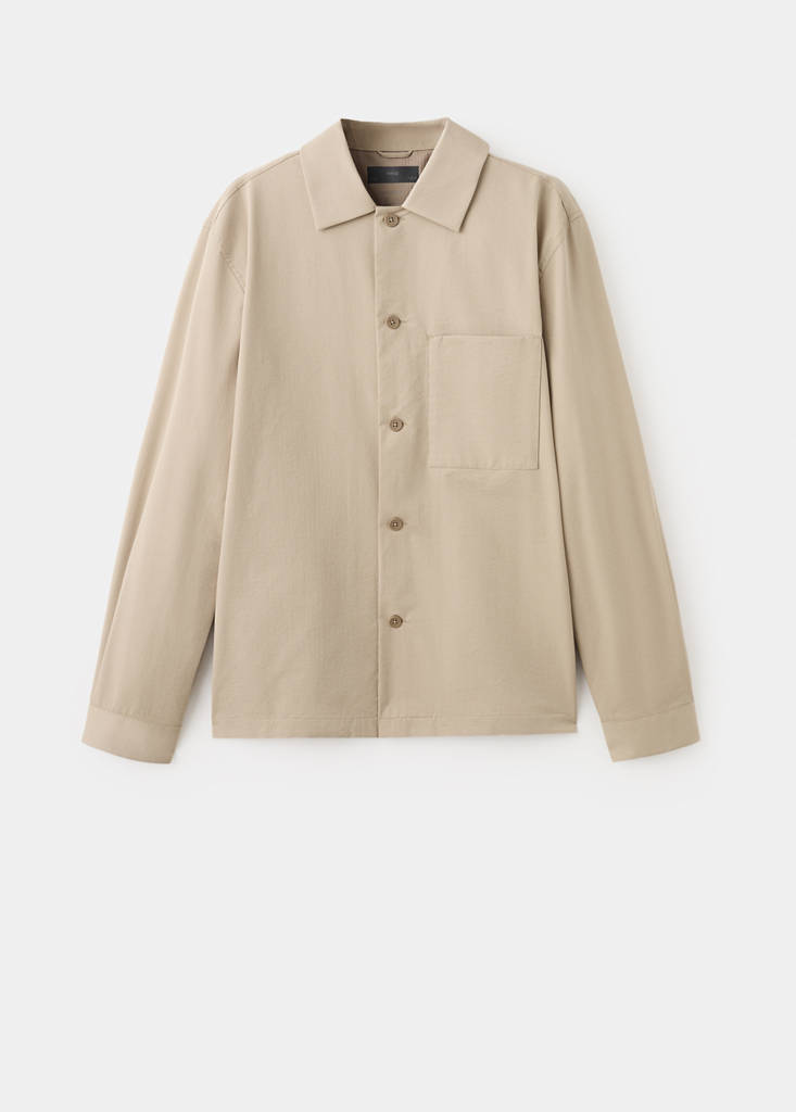 Non-iron overshirt pocket — Beige