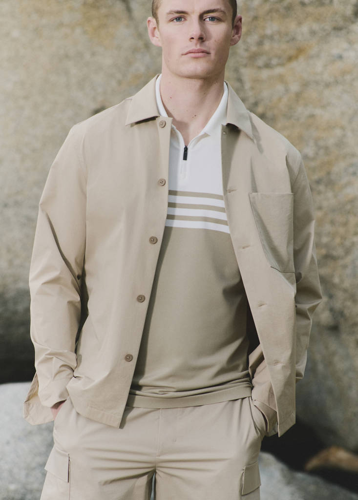 Non-iron overshirt pocket — Beige