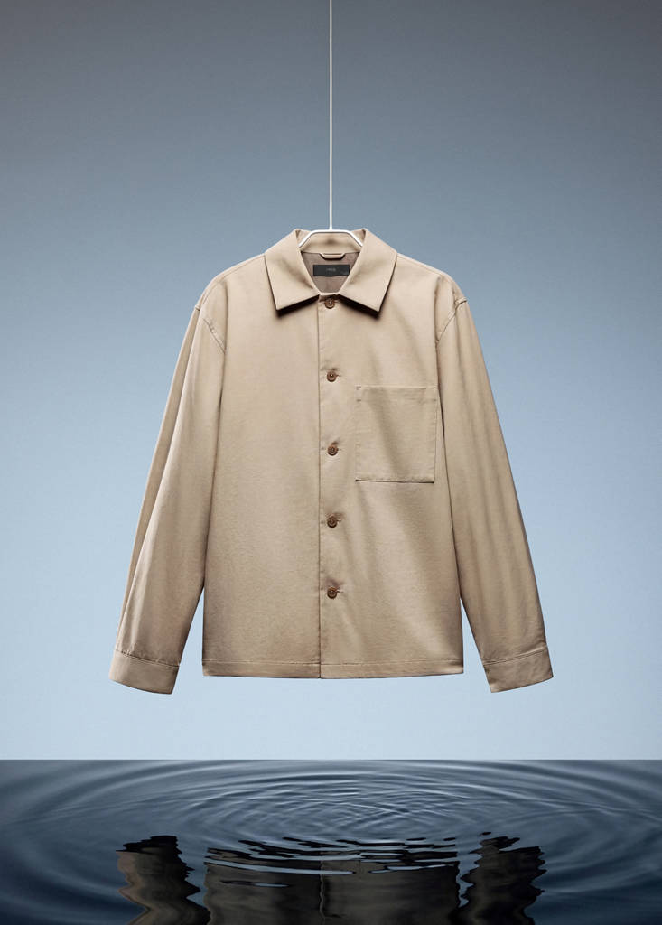 Non-iron overshirt pocket — Beige