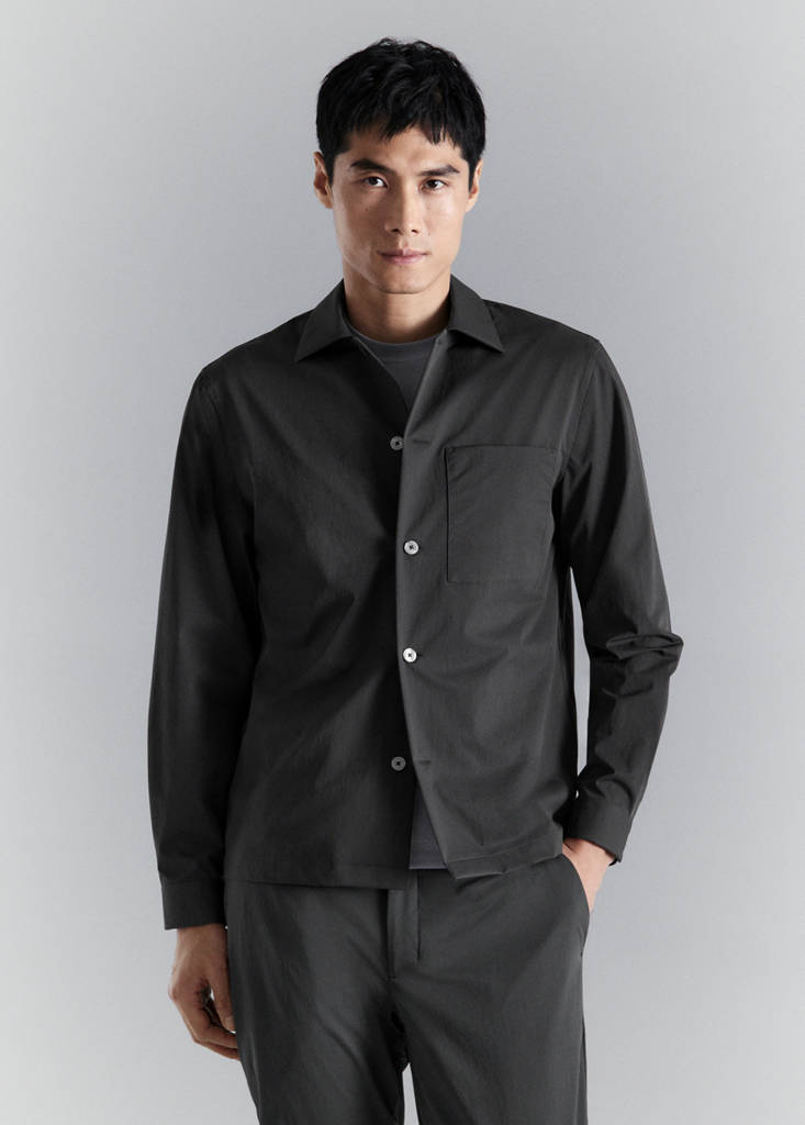 Non-iron overshirt pocket — Dark Heather Grey