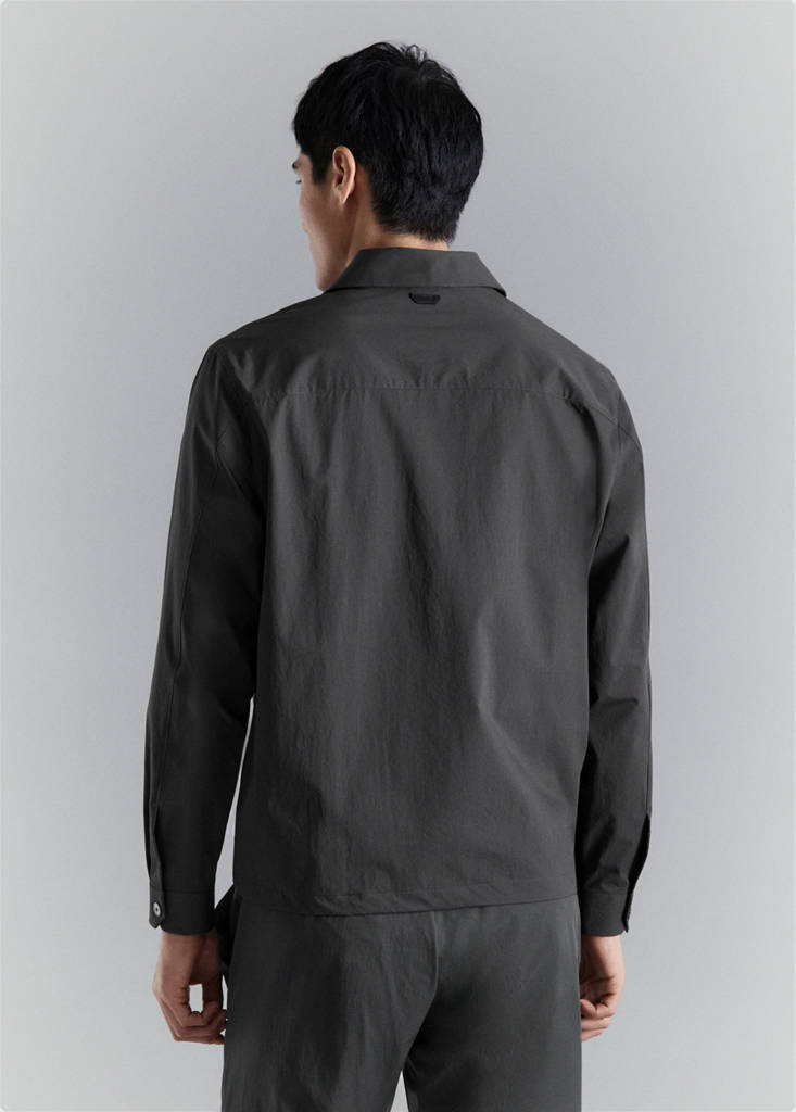 Non-iron overshirt pocket — Dark Heather Grey