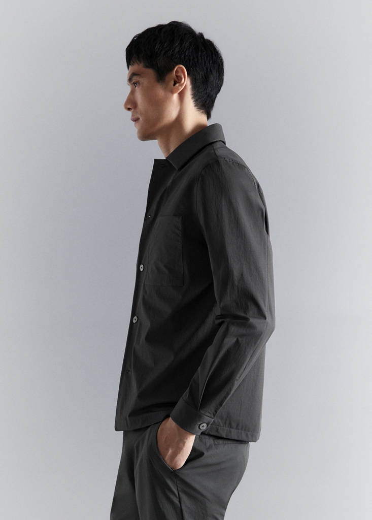 Non-iron overshirt pocket — Dark Heather Grey
