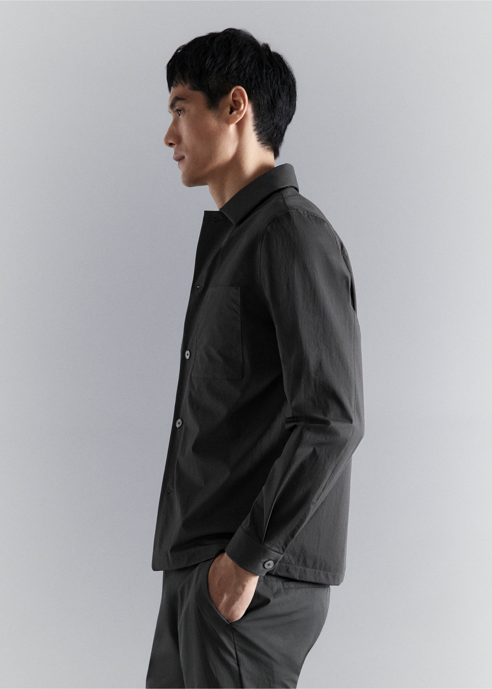 Overshirt non-iron cu buzunar - Detaliu al articolului 2, Gri închis. Ref: 27064422-00.