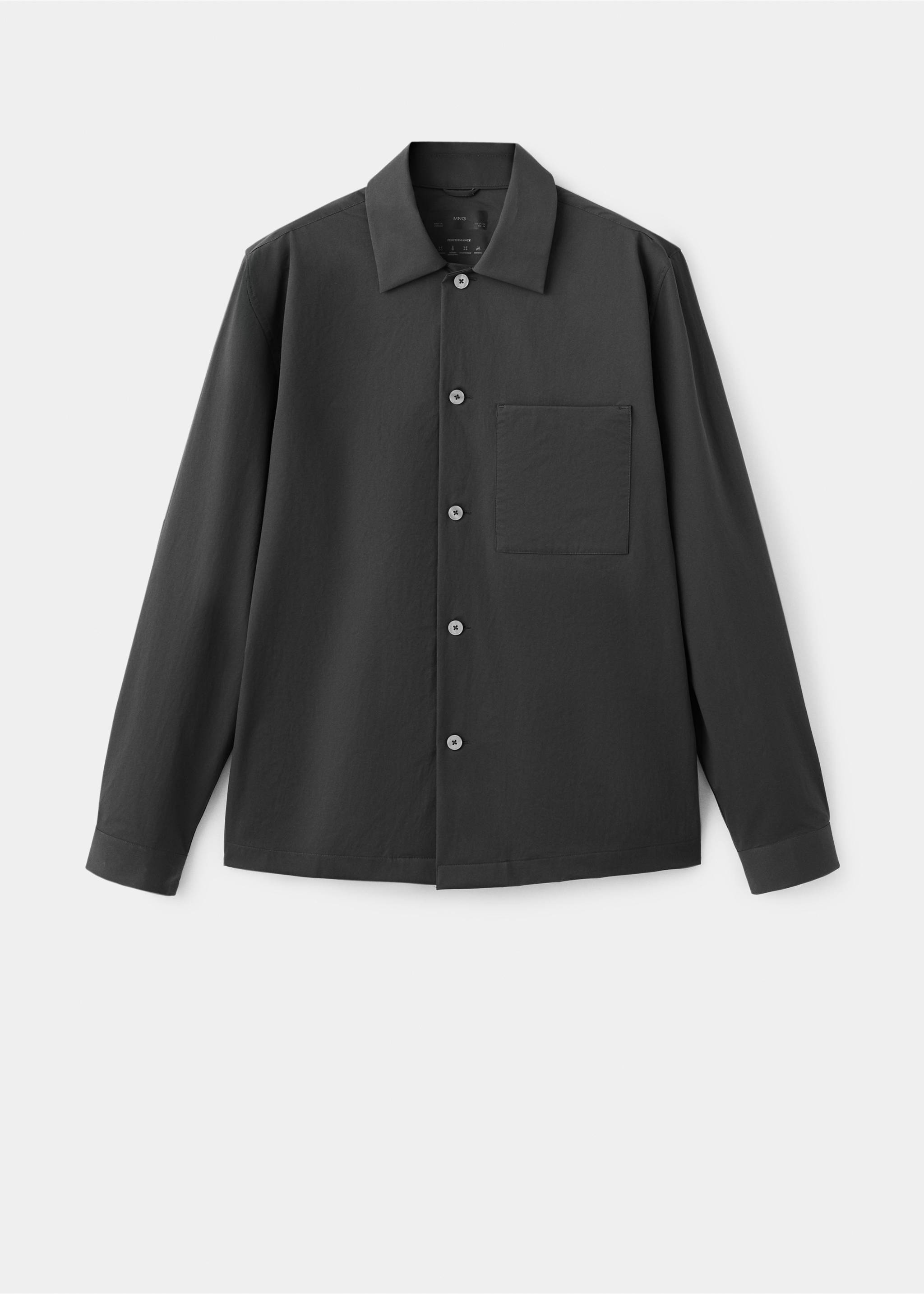 Non-iron overshirt pocket - Article without model, Dark Heather Grey. Ref: 27064422-00.