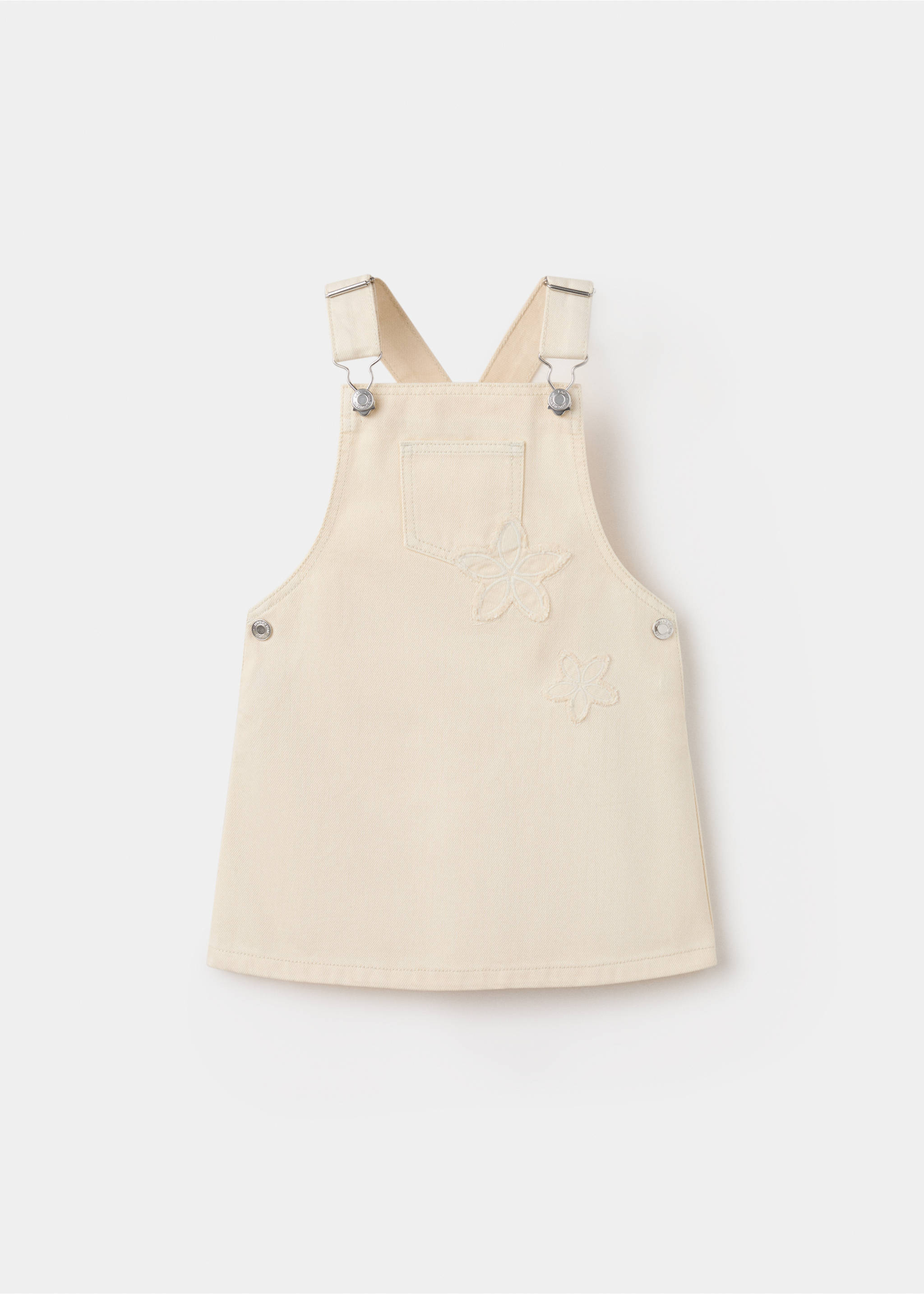 Embroidered floral pinafore dress - Article without model, Ecru. Ref: 27064427-00.