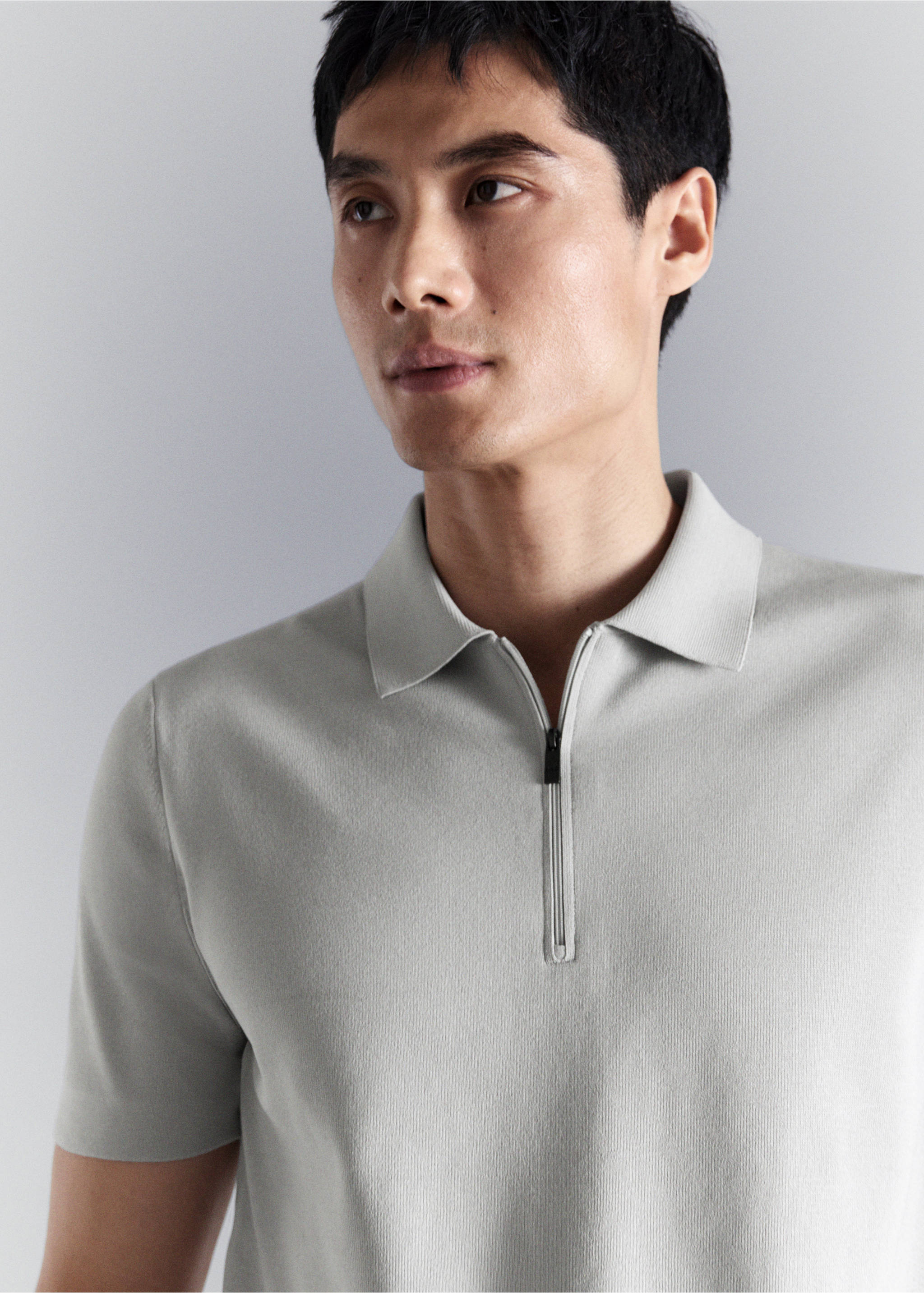Polo comfort stretch cremallera - Detalle del artículo 1, Gris hielo. Ref: 27064428-00.