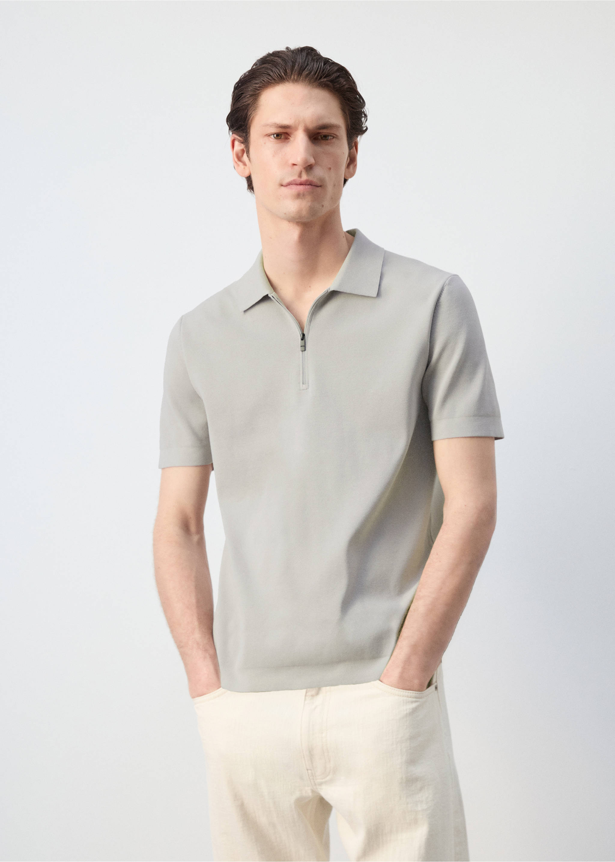 بولو كومفورت ستريتش بسحاب - رؤية وسط, رمادي ثلجي. Ref: 27064428-01.