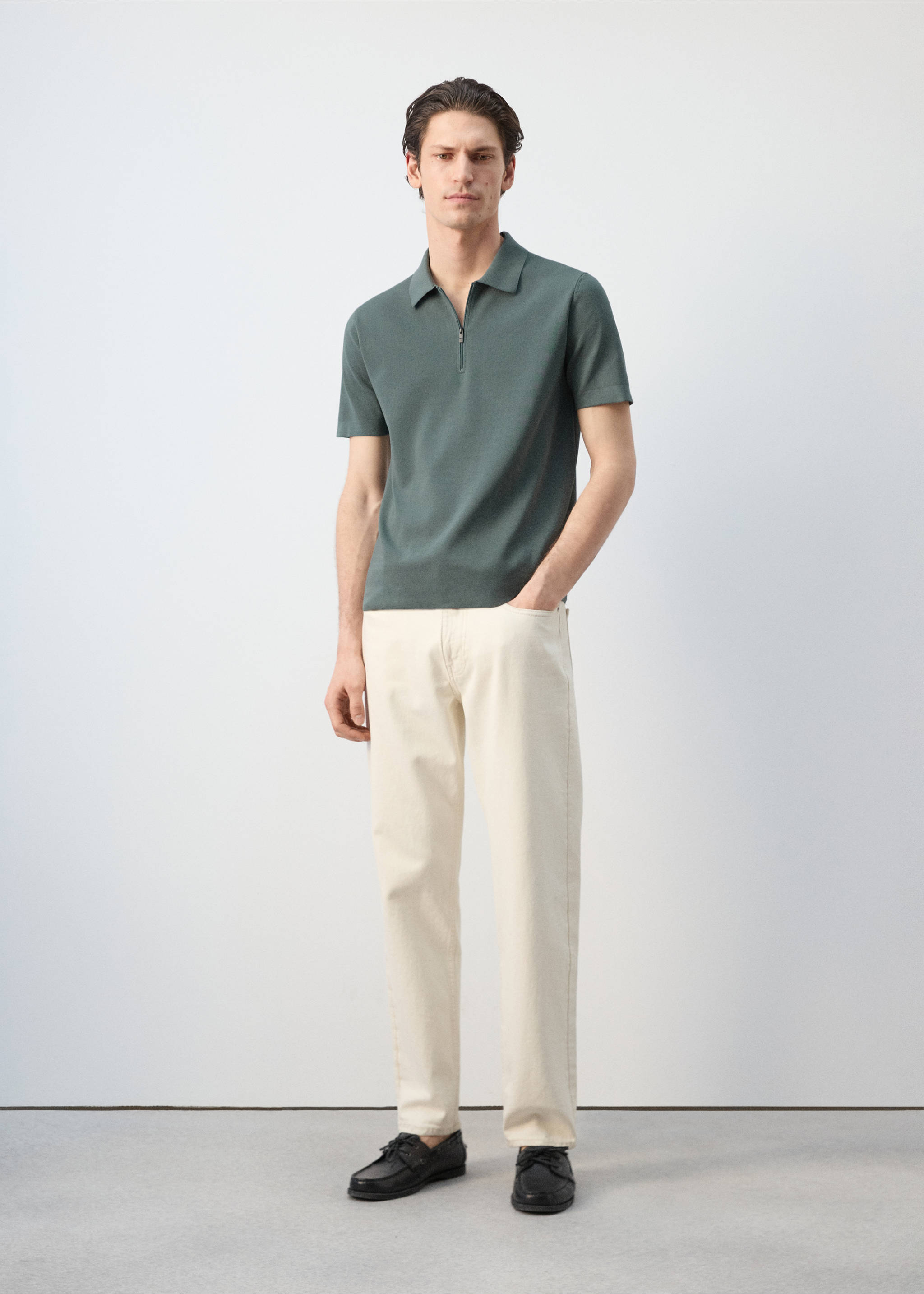 بولو كومفورت ستريتش بسحاب - رؤية عامة, أخضر زرعي. Ref: 27064428-01.