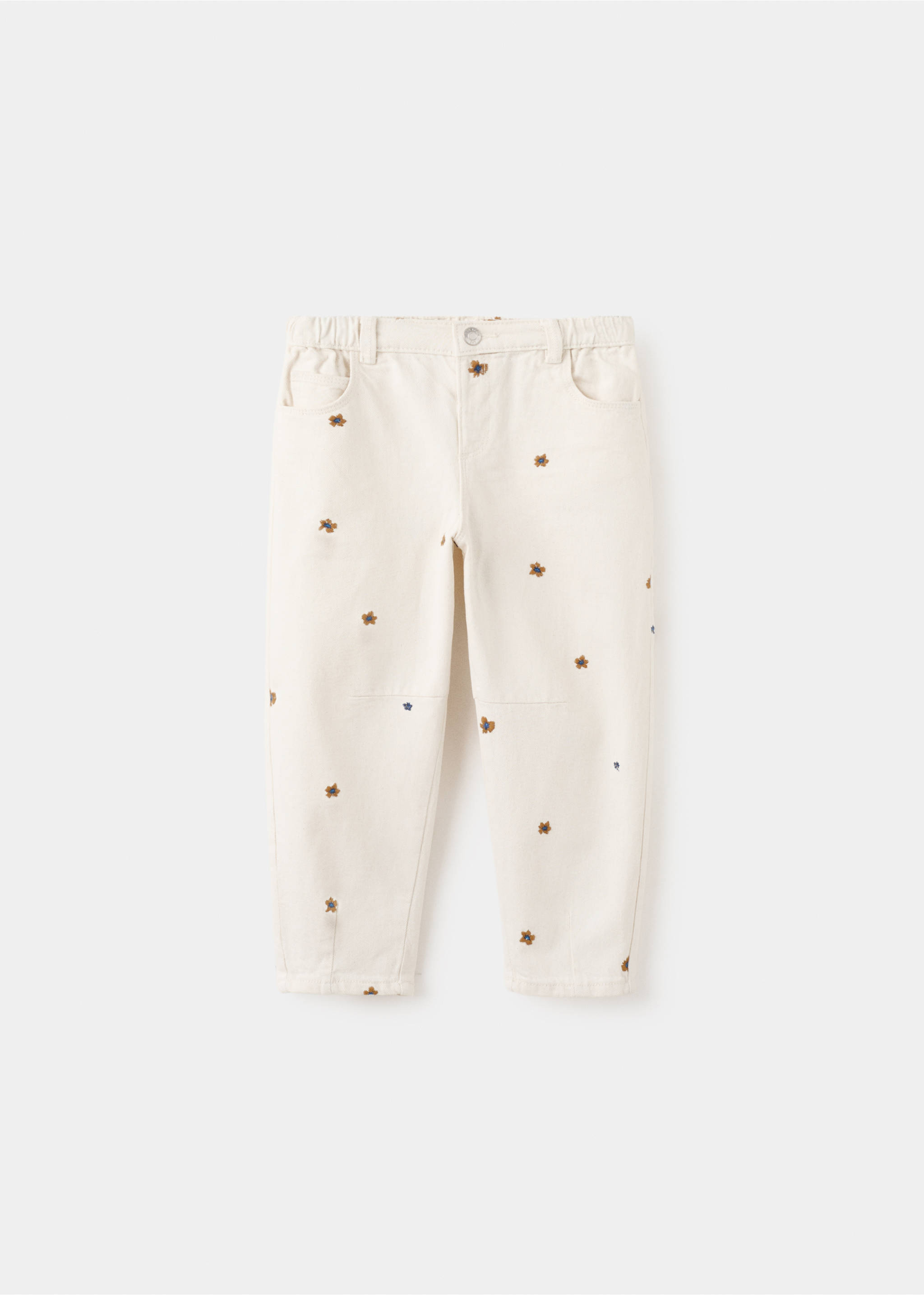 Embroidered floral balloon jeans - Article without model, Ecru. Ref: 27064429-00.