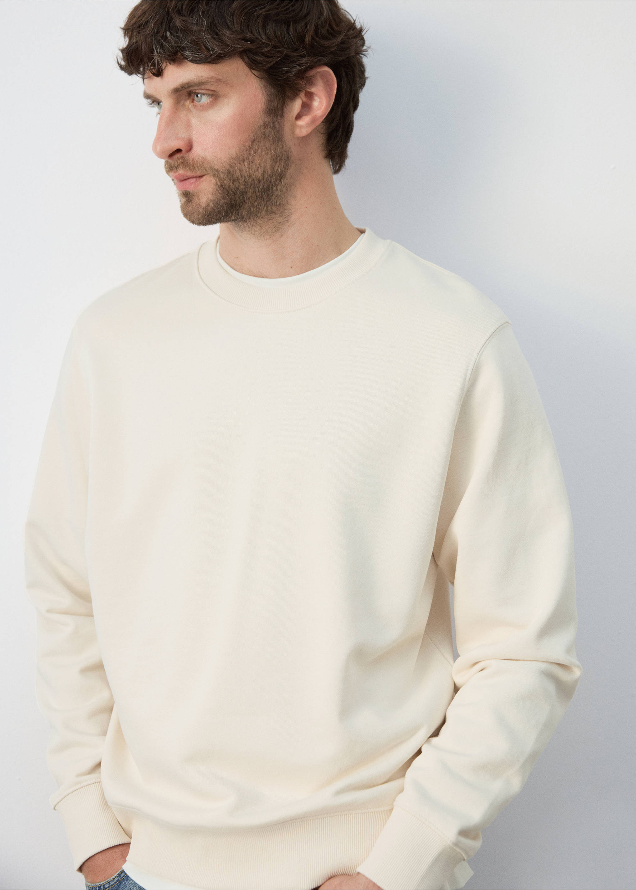Lett sweatshirt i 100% bomull - Artikkeldetalj 6, Ecru. Ref: 27064430-00.