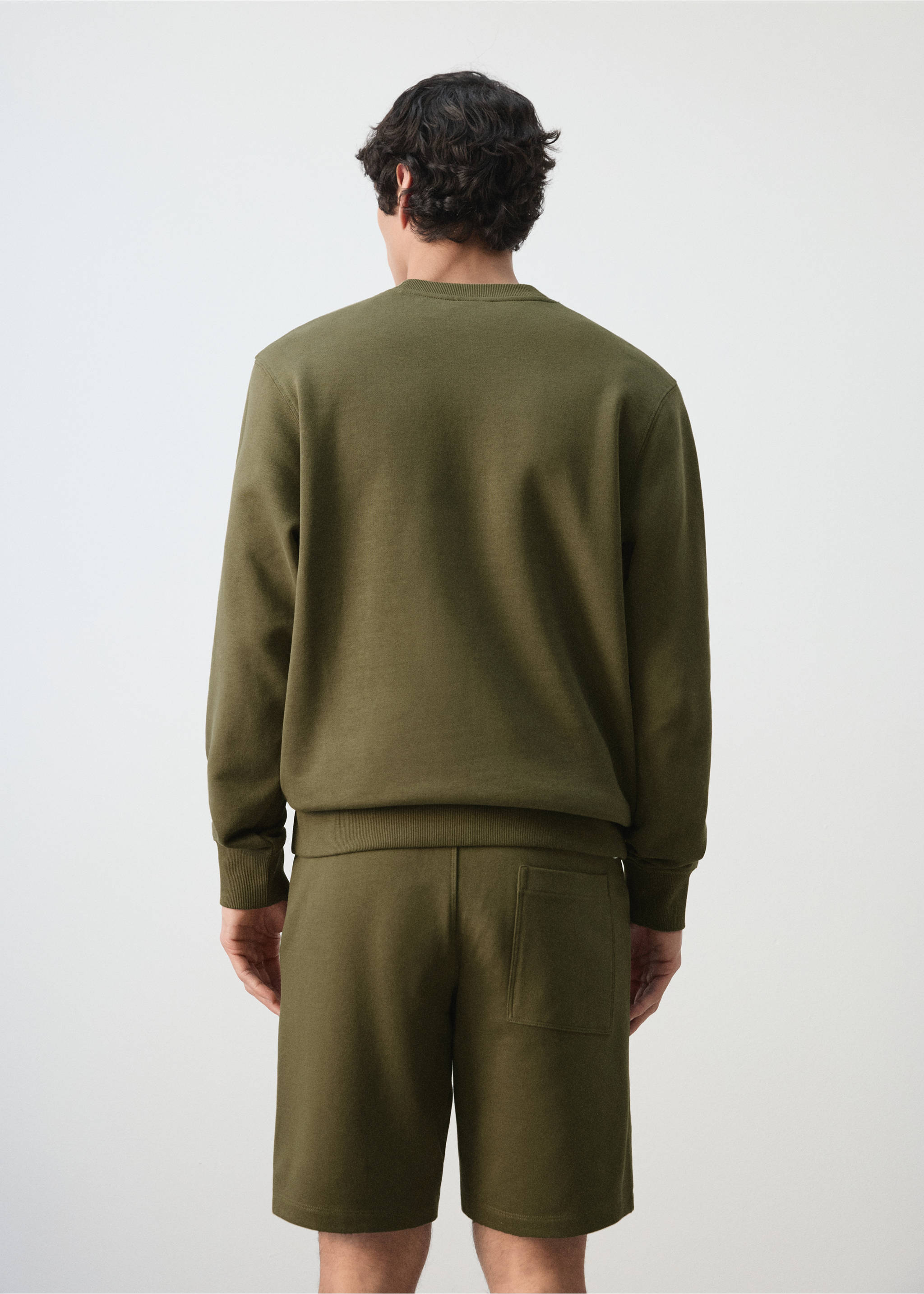 Lightweight 100% cotton sweatshirt - Reverse of the article, Dark Green. Ref: 27064430-00.