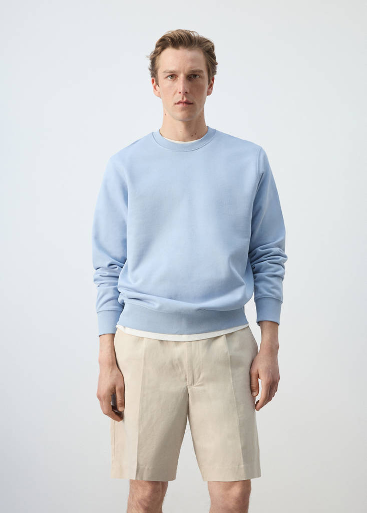 Lightweight 100% cotton sweatshirt — Sky Blue