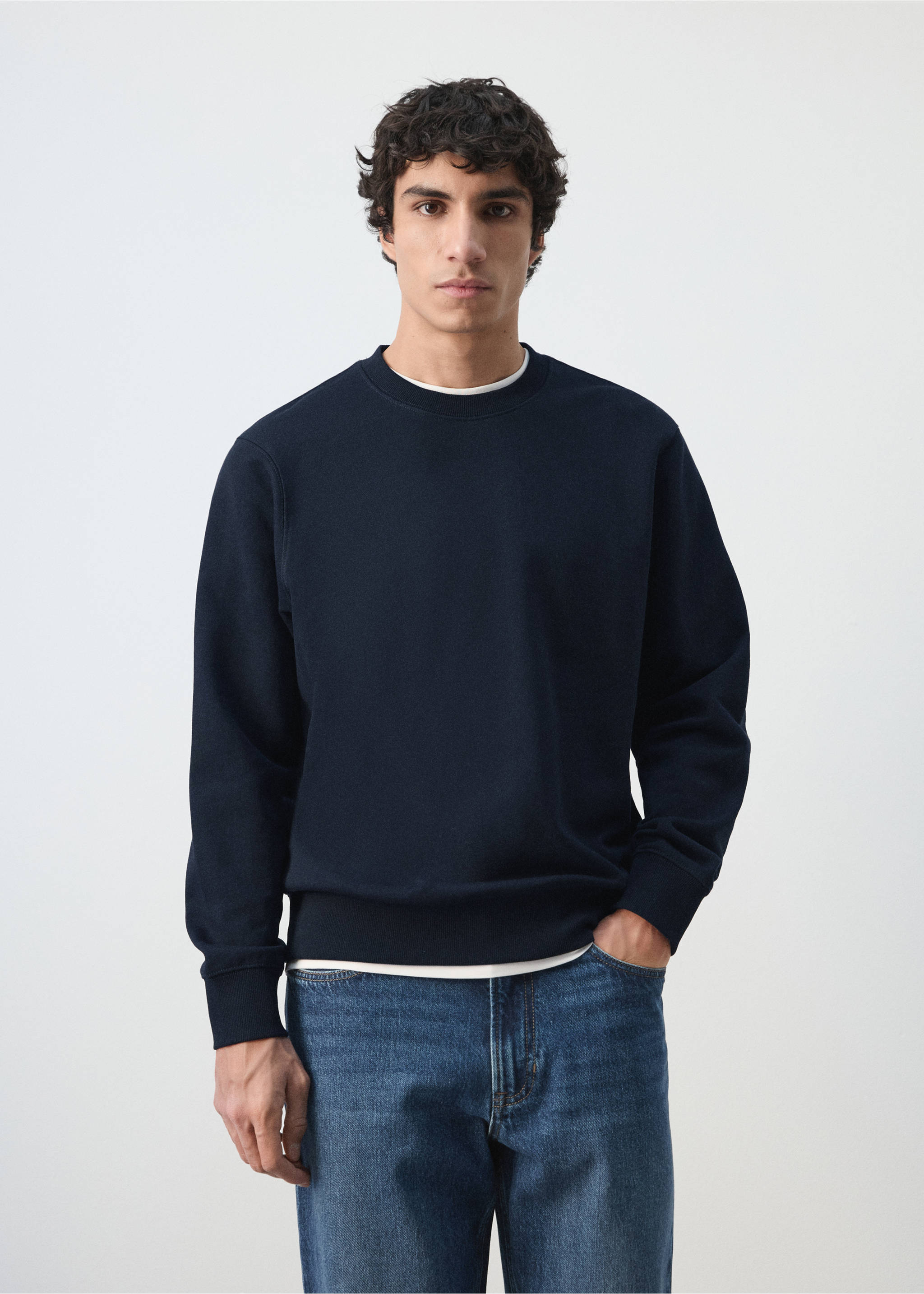 Leichte Sweatshirt aus 100% Baumwolle - Mittlere Ansicht, Marineblau. Ref: 27064430-00.