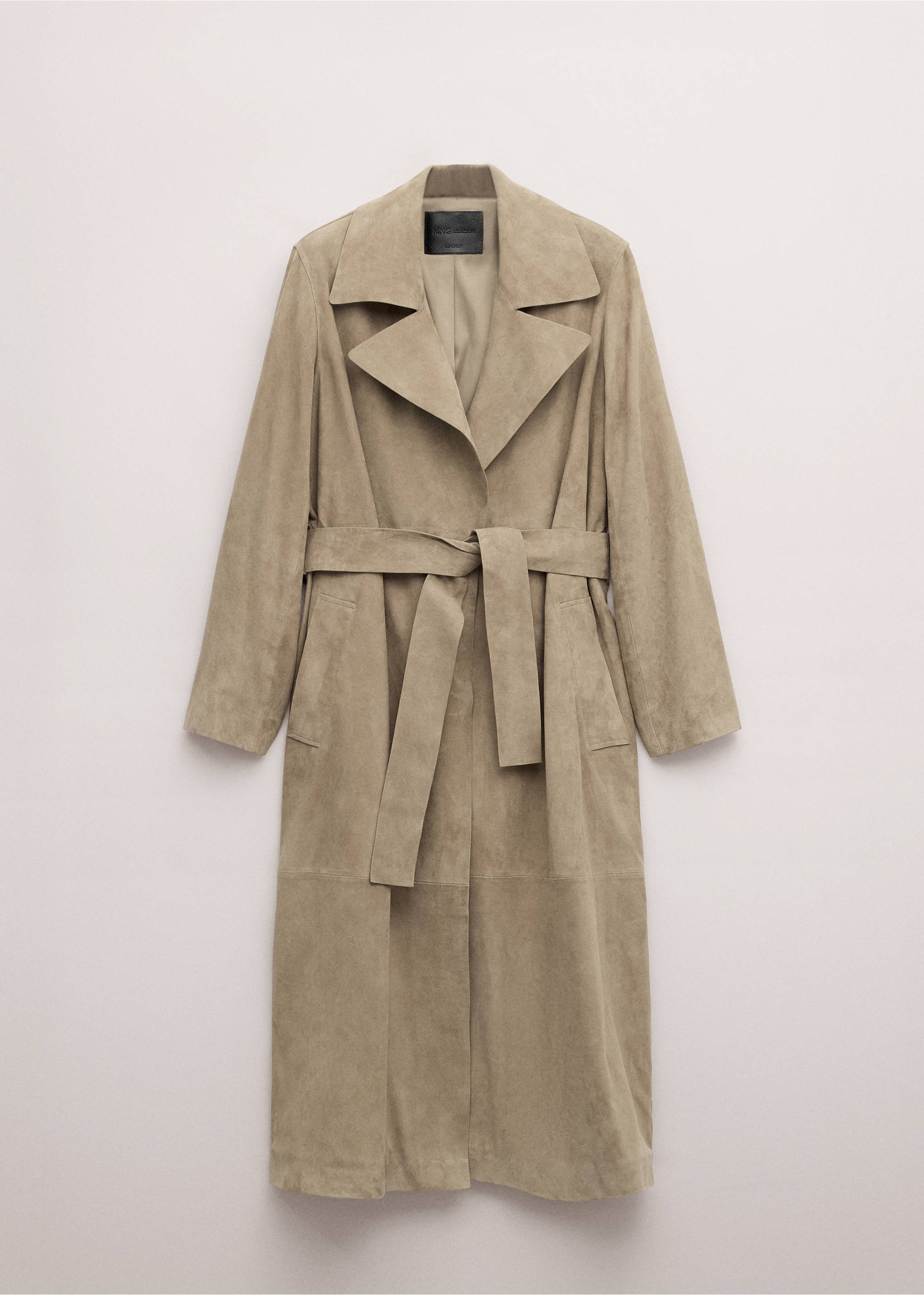 Long suede trench with belt - Article without model, Medium Brown. Ref: 27064433-00.