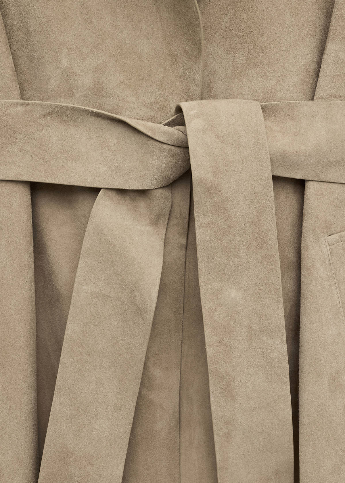Long suede trench with belt — Medium Brown